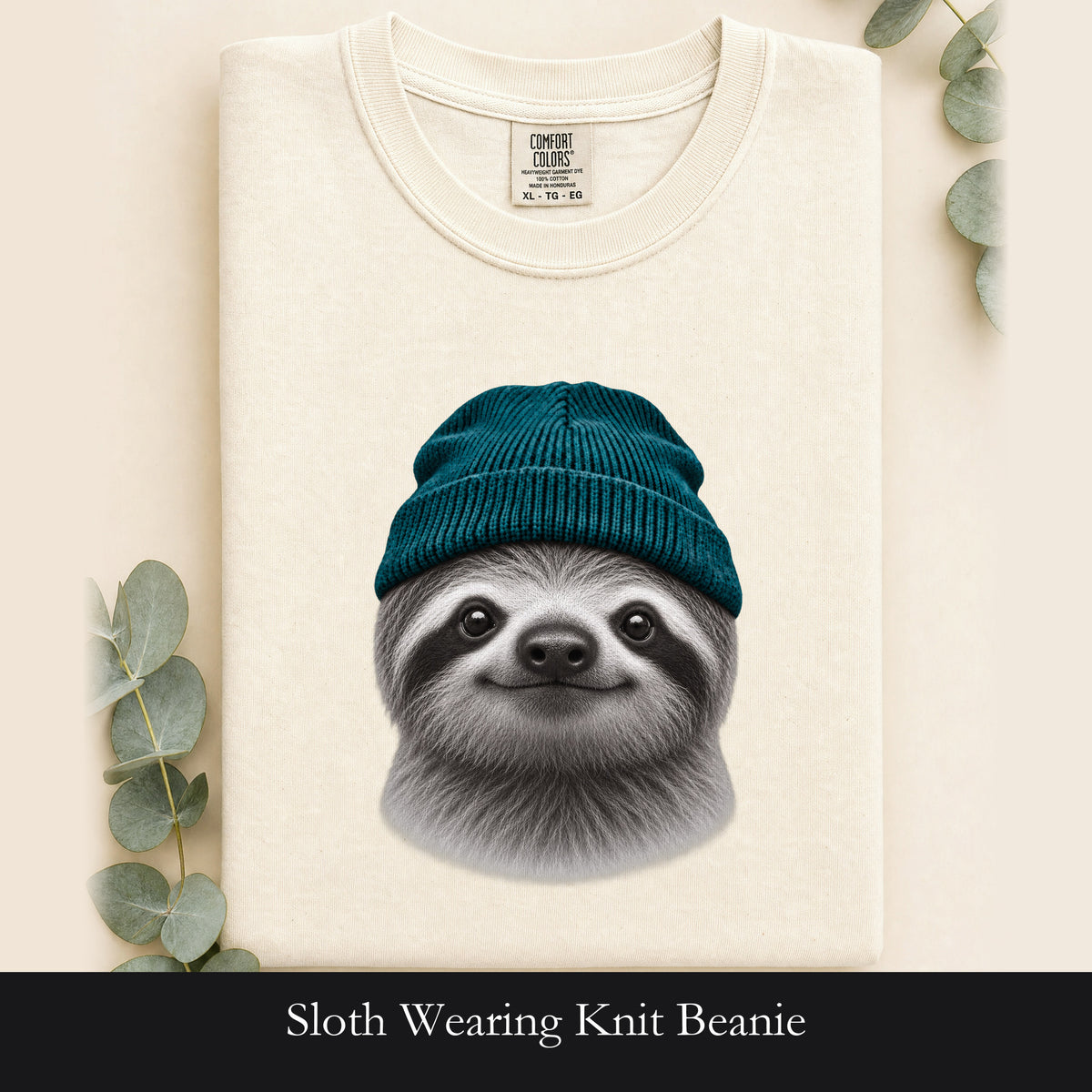 Sloth Wearing Knit Beanie | Cozy Winter Animal Tee