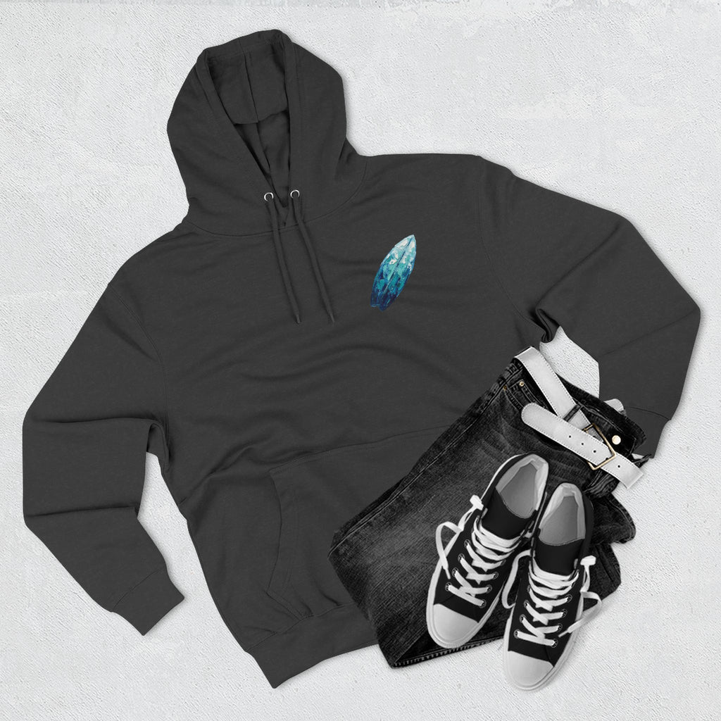 Surf Dog Hoodie — Cute White Dog Riding a Blue Surfboard Pullover