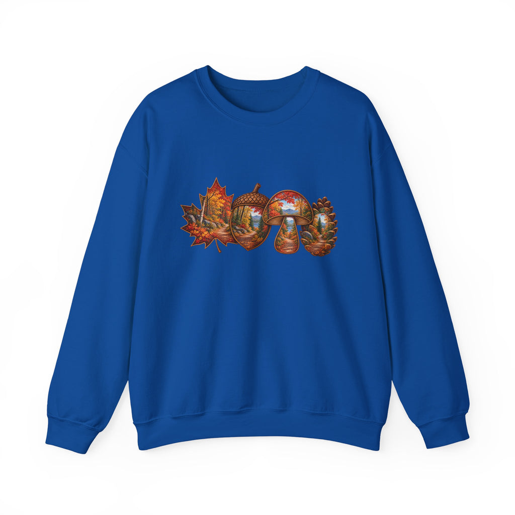 Autumn Lake Scene on Maple Leaves Sweatshirt | Fall Landscape Crewneck
