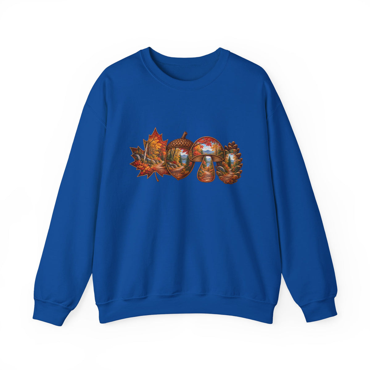 Autumn Lake Scene on Maple Leaves Sweatshirt | Fall Landscape Crewneck