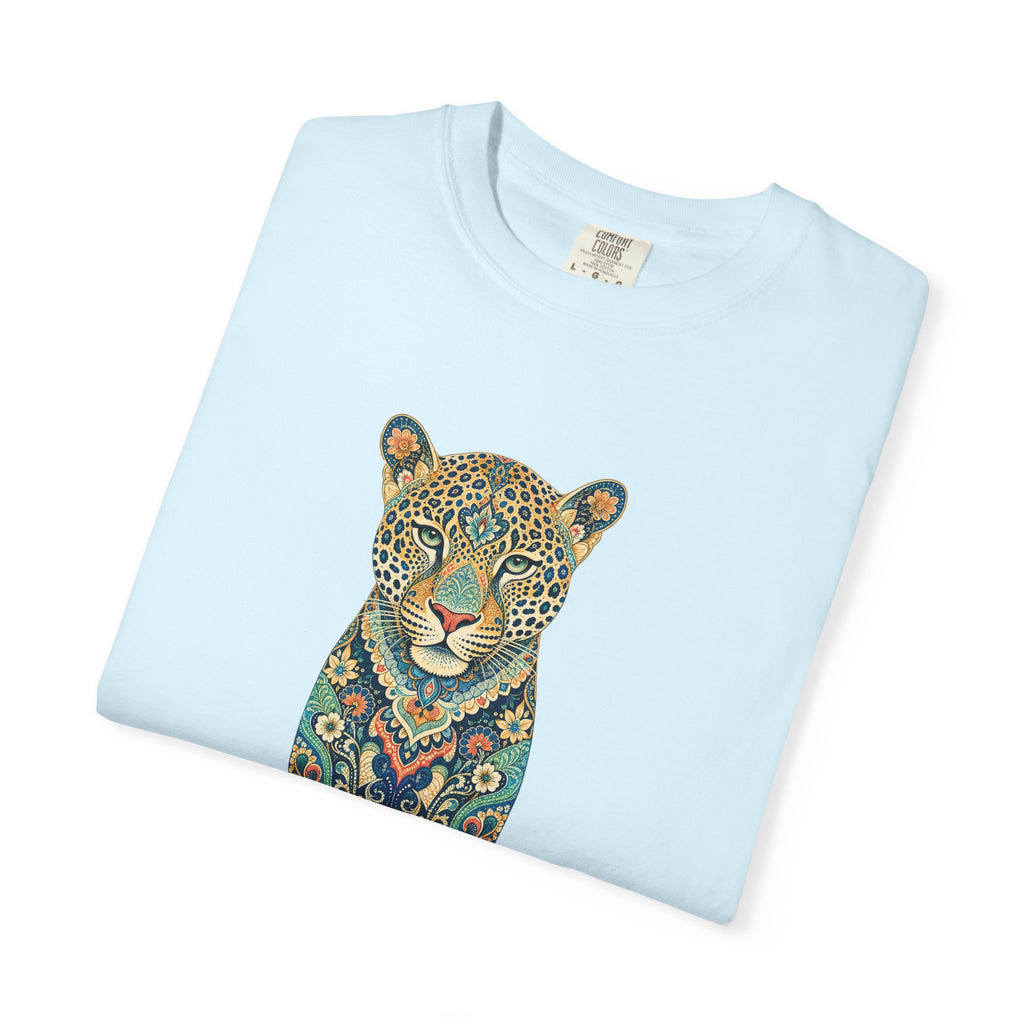 Boho Leopard Shirt, Folk Art Leopard Tee, Japanese Pattern Big Cat Lover Gift, Vintage Floral Leopard Sweatshirt