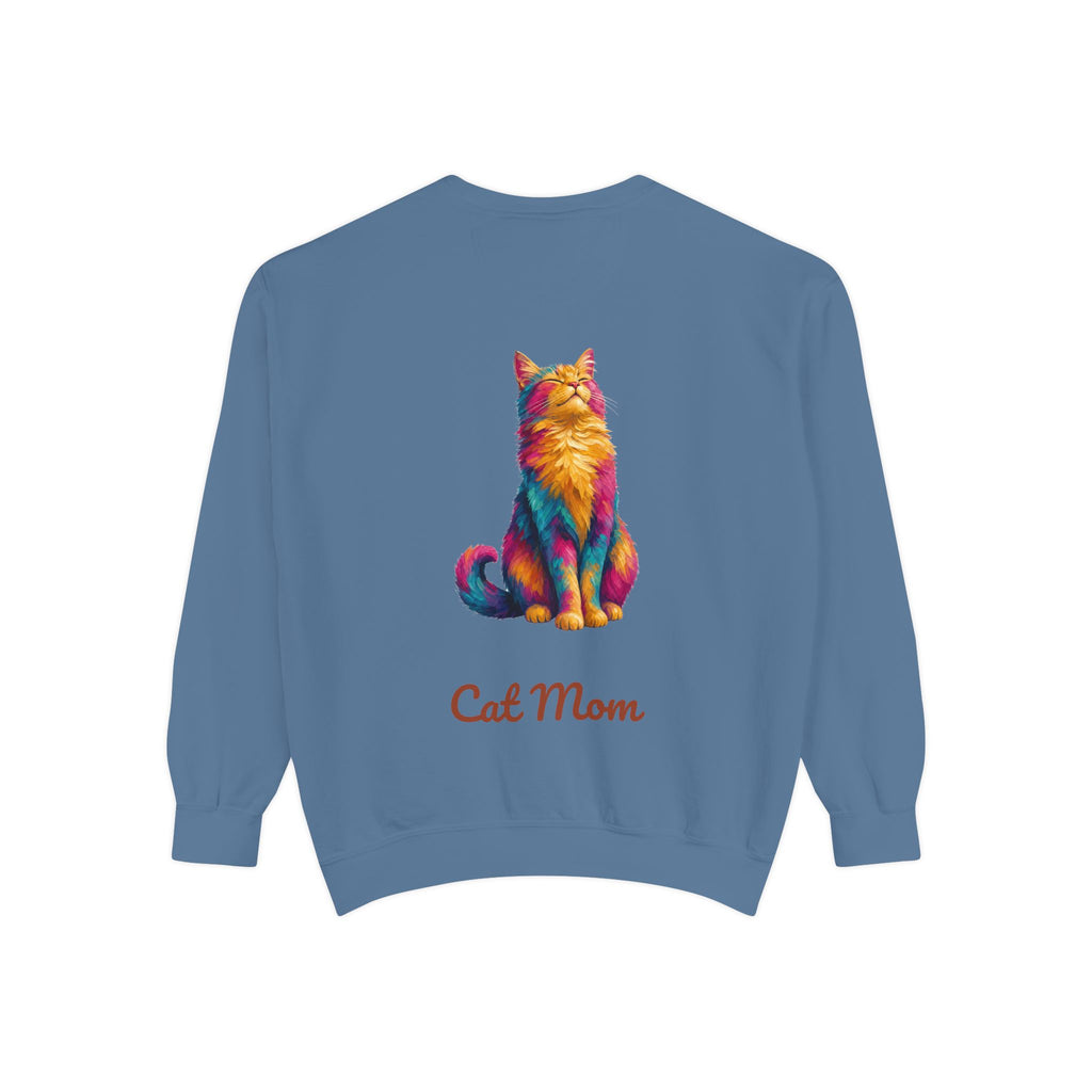 Cat Mom Shirt, Vibrant Painterly Cat Tee, Bold Cat Lover Gift, Colorful Cat Owner Sweatshirt