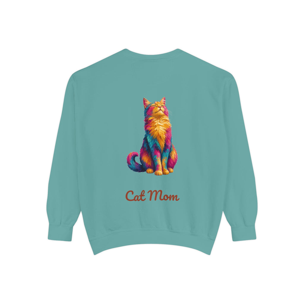Cat Mom Shirt, Vibrant Painterly Cat Tee, Bold Cat Lover Gift, Colorful Cat Owner Sweatshirt