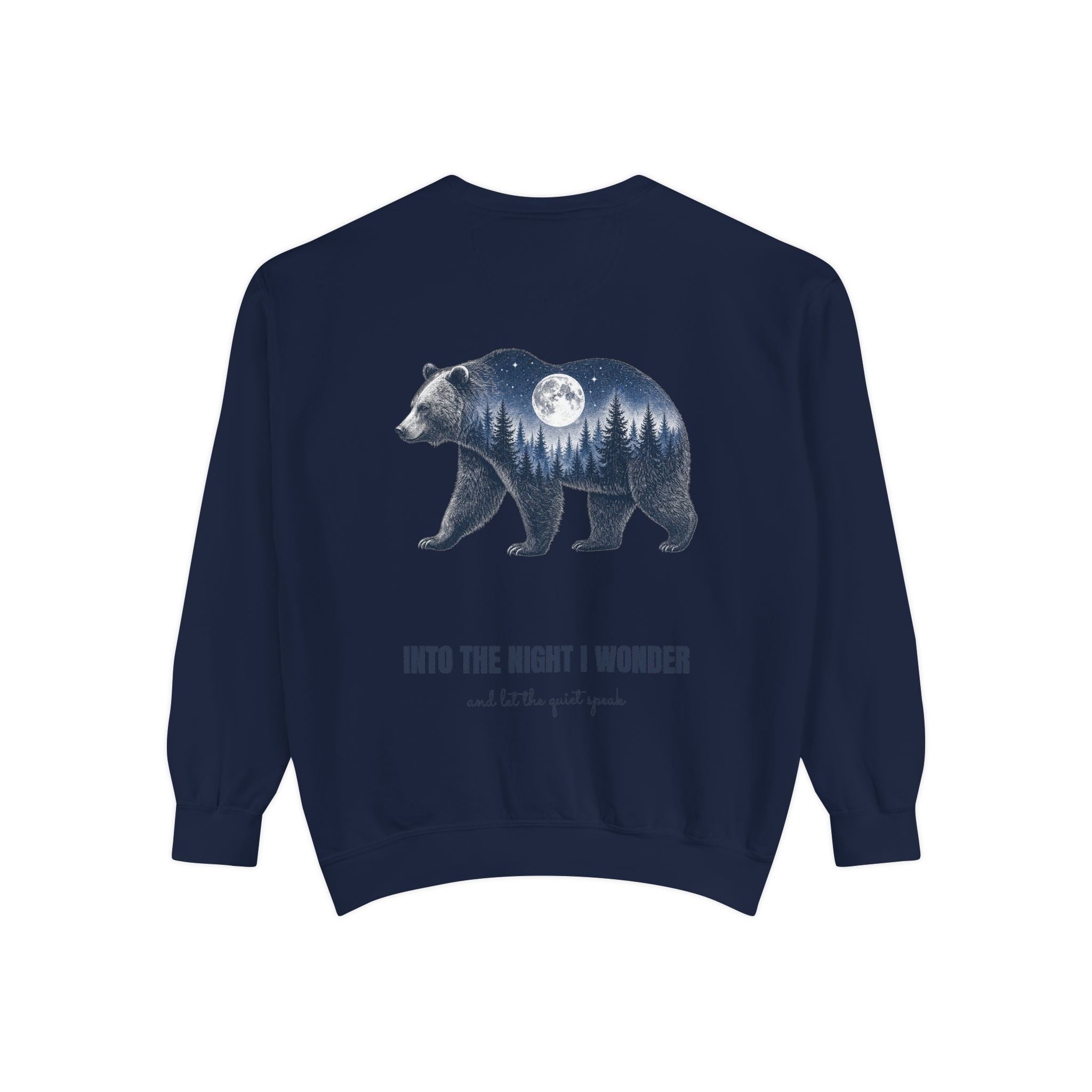 Into the Night I Wonder Shirt, Bear Double Exposure Tee, Moonlit Forest Camping Gift, Woodland Nature Sweatshirt