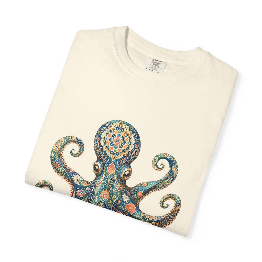 Boho Octopus Shirt, Folk Art Octopus Tee, Japanese Pattern Ocean Lover Gift, Vintage Floral Octopus Sweatshirt