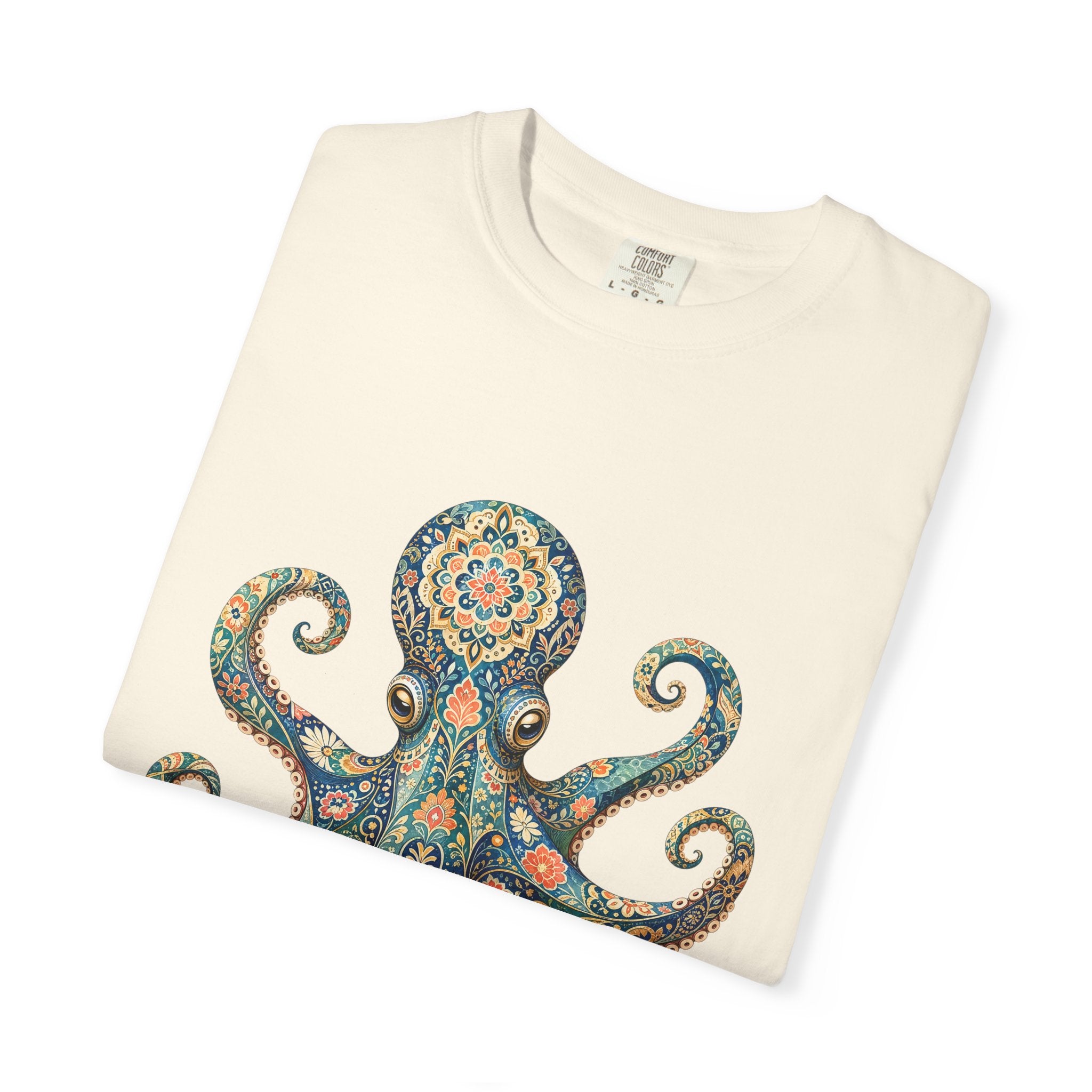 Boho Octopus Shirt, Folk Art Octopus Tee, Japanese Pattern Ocean Lover Gift, Vintage Floral Octopus Sweatshirt