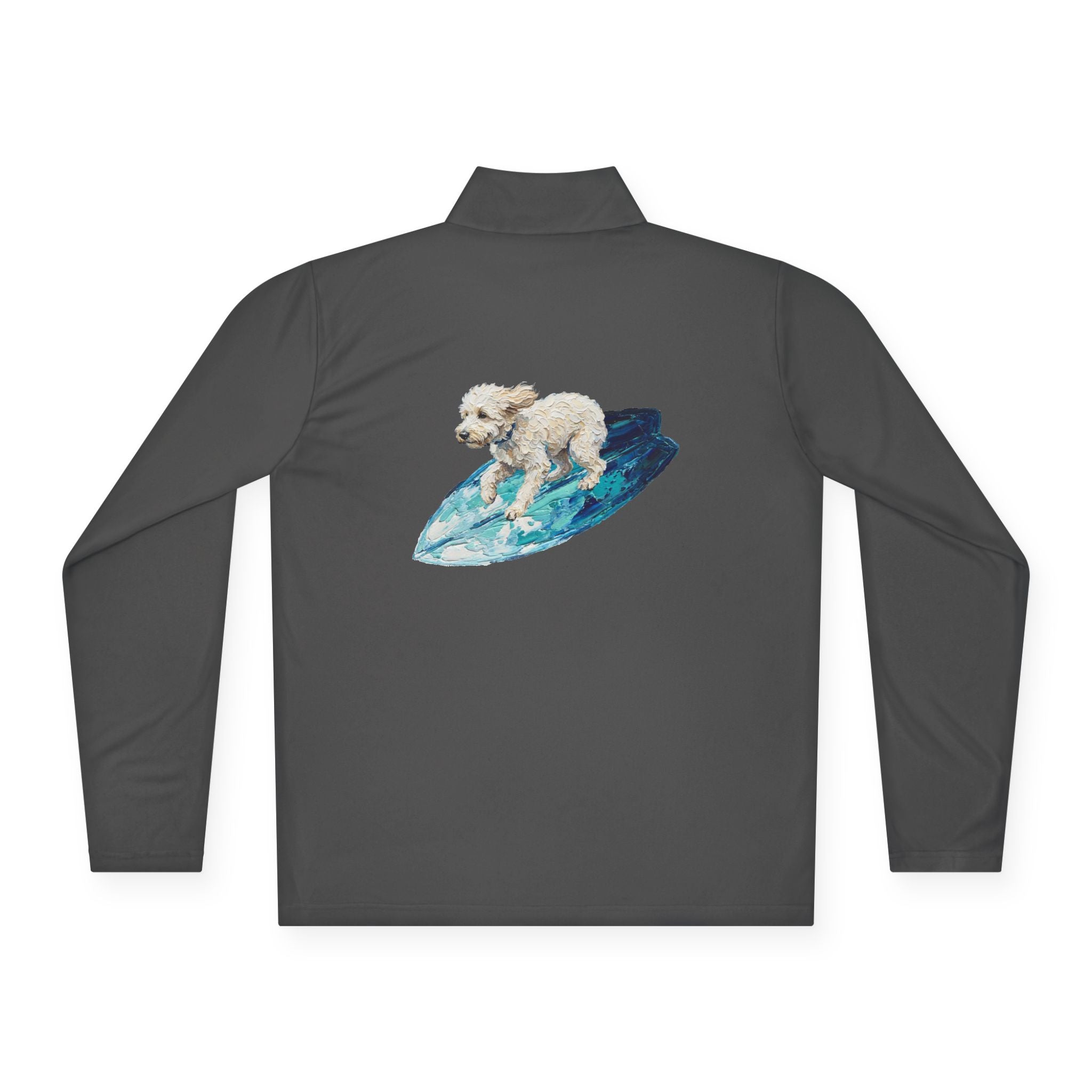 Surfboard Quarter-Zip Pullover — Painterly Surf Art Sweatshirt