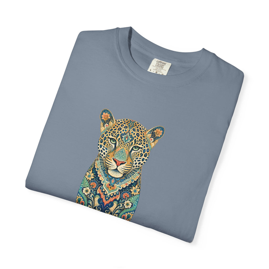 Boho Leopard Shirt, Folk Art Leopard Tee, Japanese Pattern Big Cat Lover Gift, Vintage Floral Leopard Sweatshirt