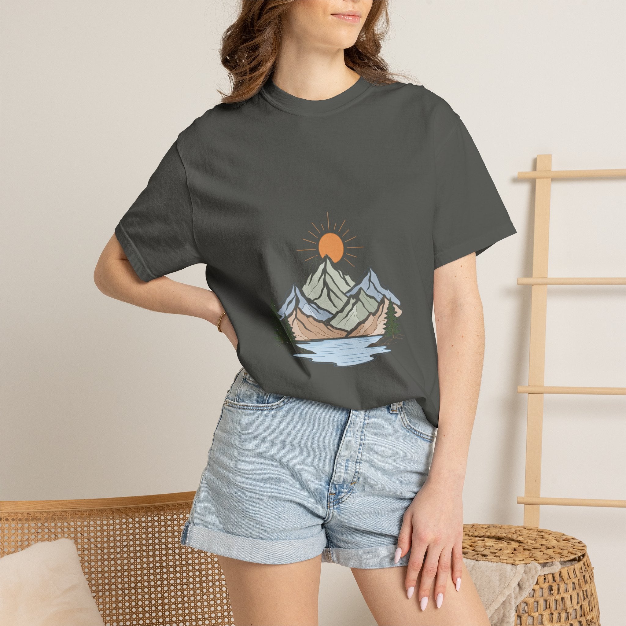 Minimalist Mountain Shirt, Wander Line Art Tee, Nature Hiking Adventure Gift, Modern Outdoor Sweatshirt