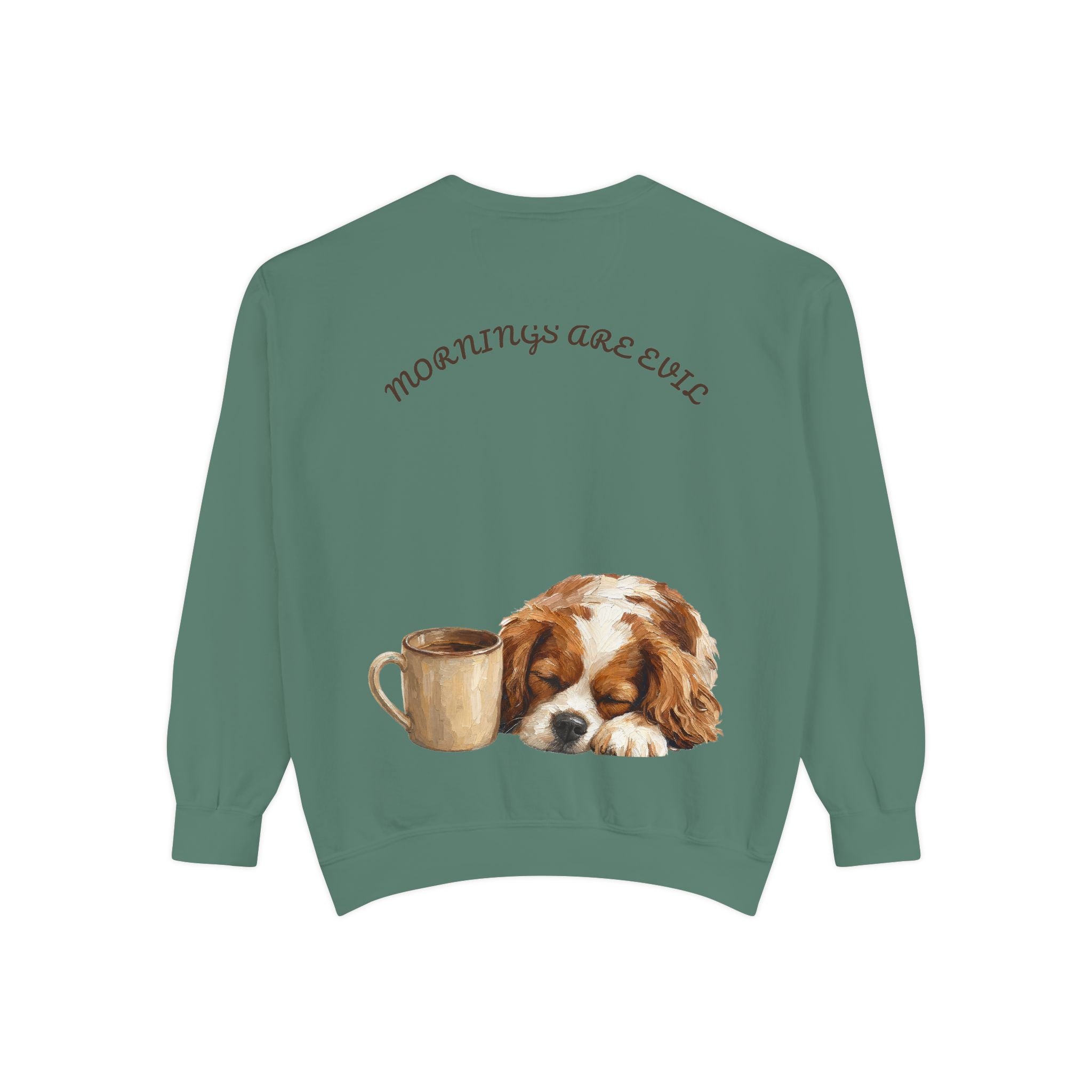 Mornings Are Evil Shirt, Funny Lazy Dog Coffee Tee, Not a Morning Person Gift, Painterly Dog Lover Sweatshirt