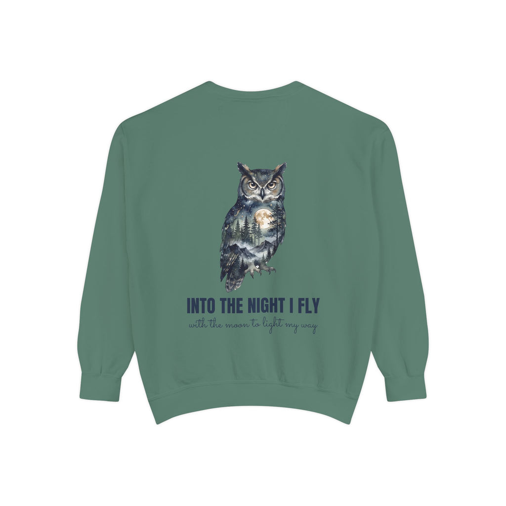 Into the Night I Fly Shirt, Owl Double Exposure Tee, Starlit Forest Nature Lover Gift, Woodland Wildlife Sweatshirt