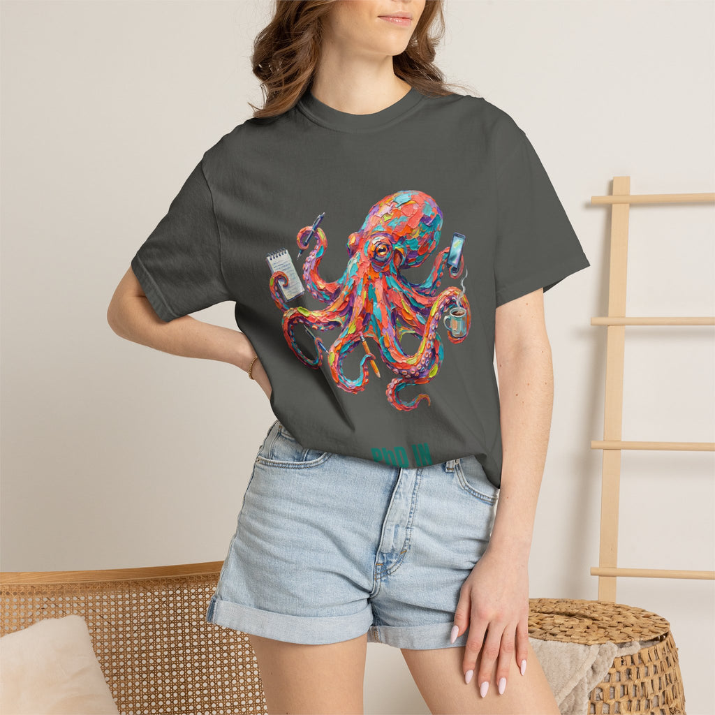 PhD in Multitasking Shirt, Funny Octopus Tee, Busy Mom Boss Gift, Painterly Ocean Humor Sweatshirt