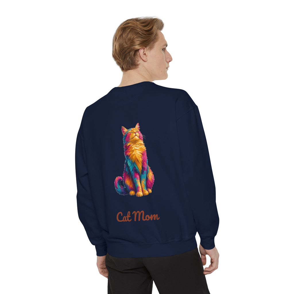 Cat Mom Shirt, Vibrant Painterly Cat Tee, Bold Cat Lover Gift, Colorful Cat Owner Sweatshirt