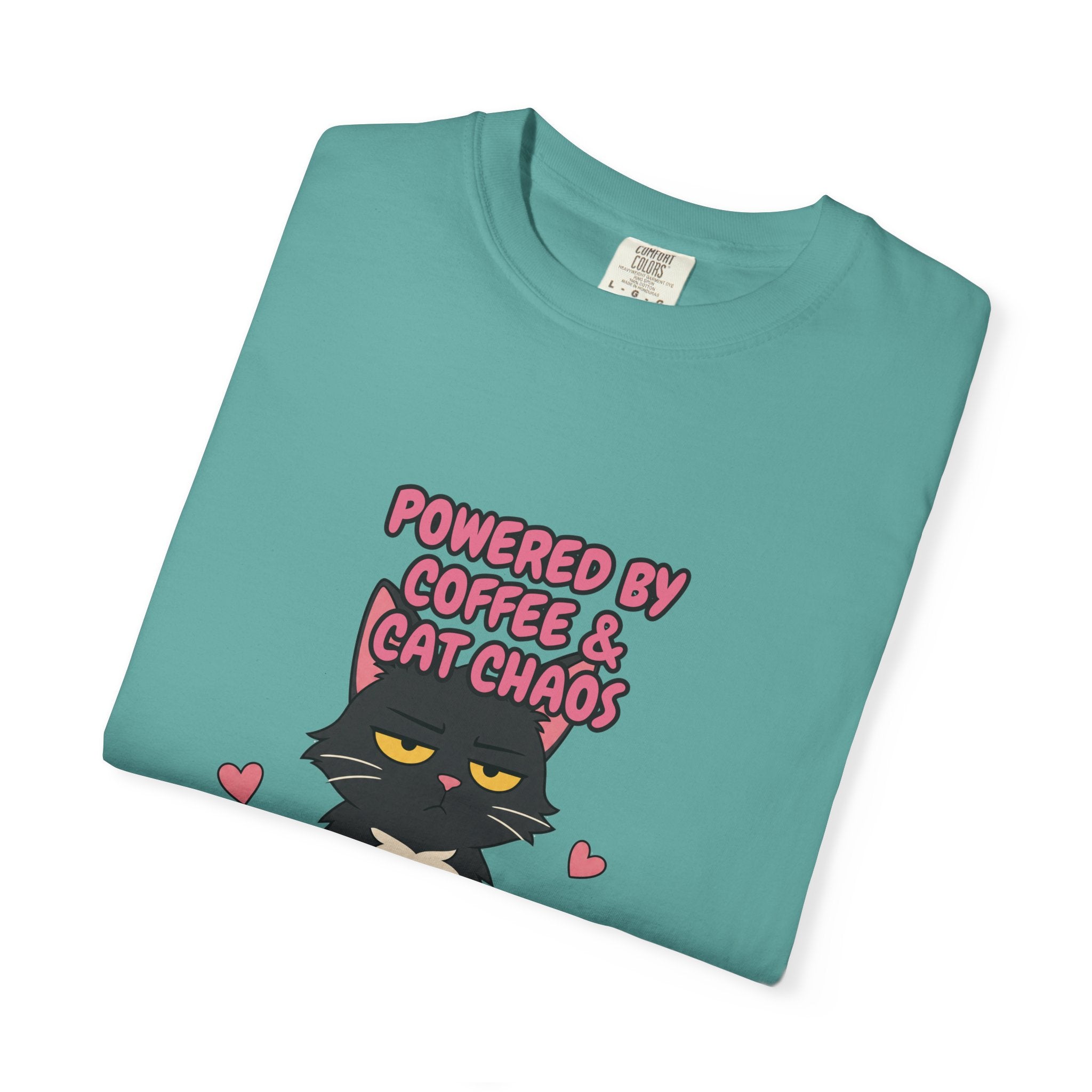 Powered By Coffee and Cat Chaos Shirt, Funny Cat Mom Coffee Tee, Cat Lover Gift, Cat Owner Sweatshirt