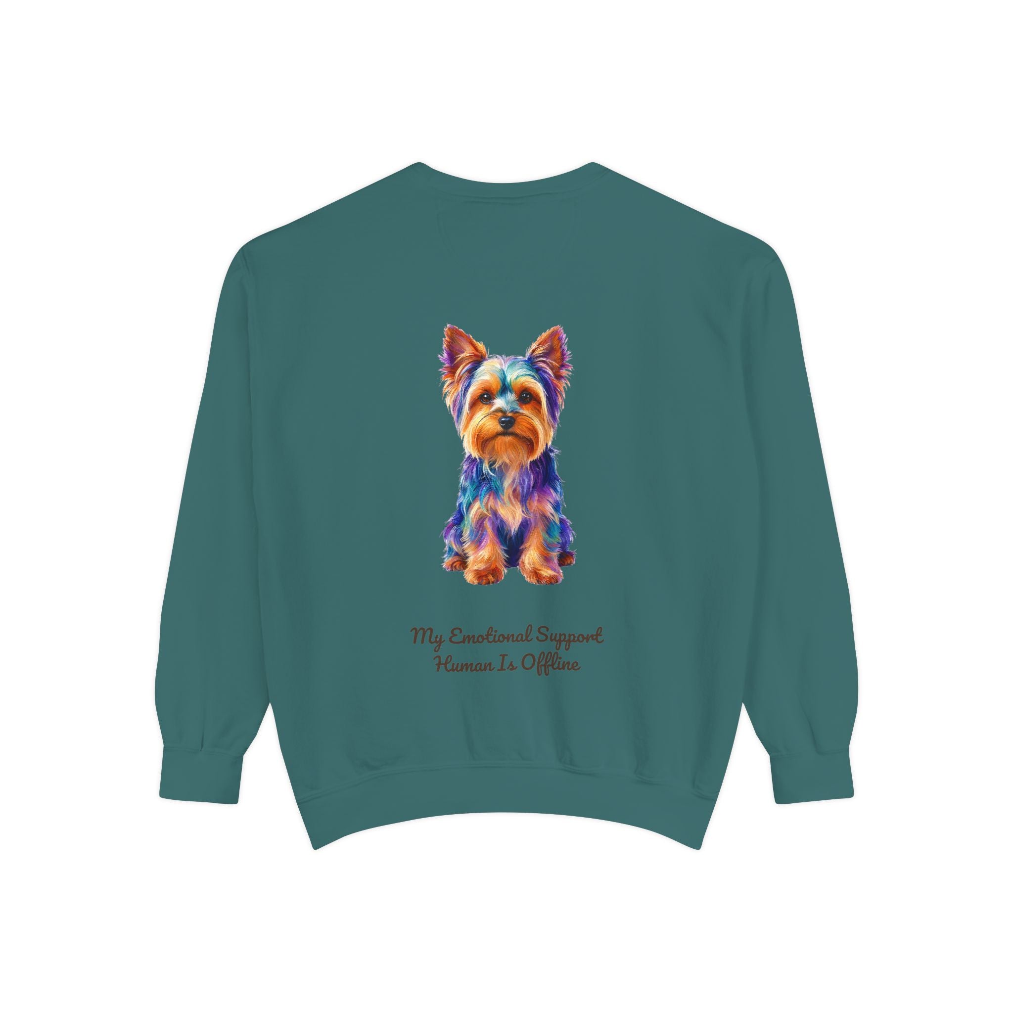 Yorkie Shirt, My Emotional Support Human Is Offline Tee, Funny Yorkshire Terrier Dog Mom Gift, Dog Lover Sweatshirt