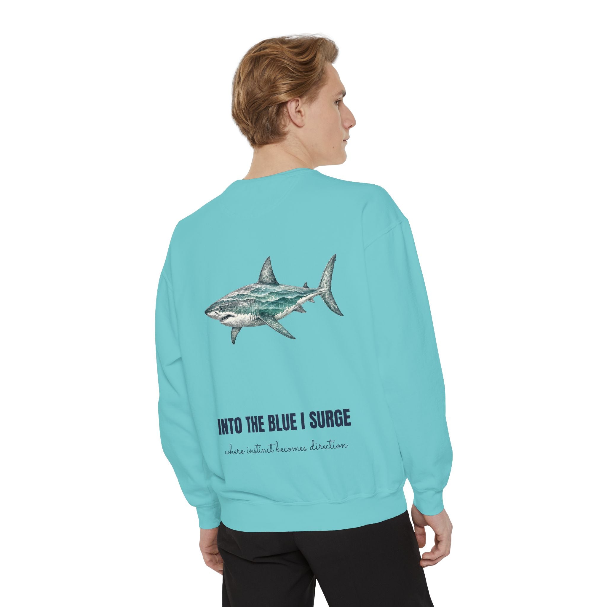 Into the Blue I Surge Shirt, Great White Shark Double Exposure Tee, Ocean Diver Sea Life Gift, Nautical Sweatshirt
