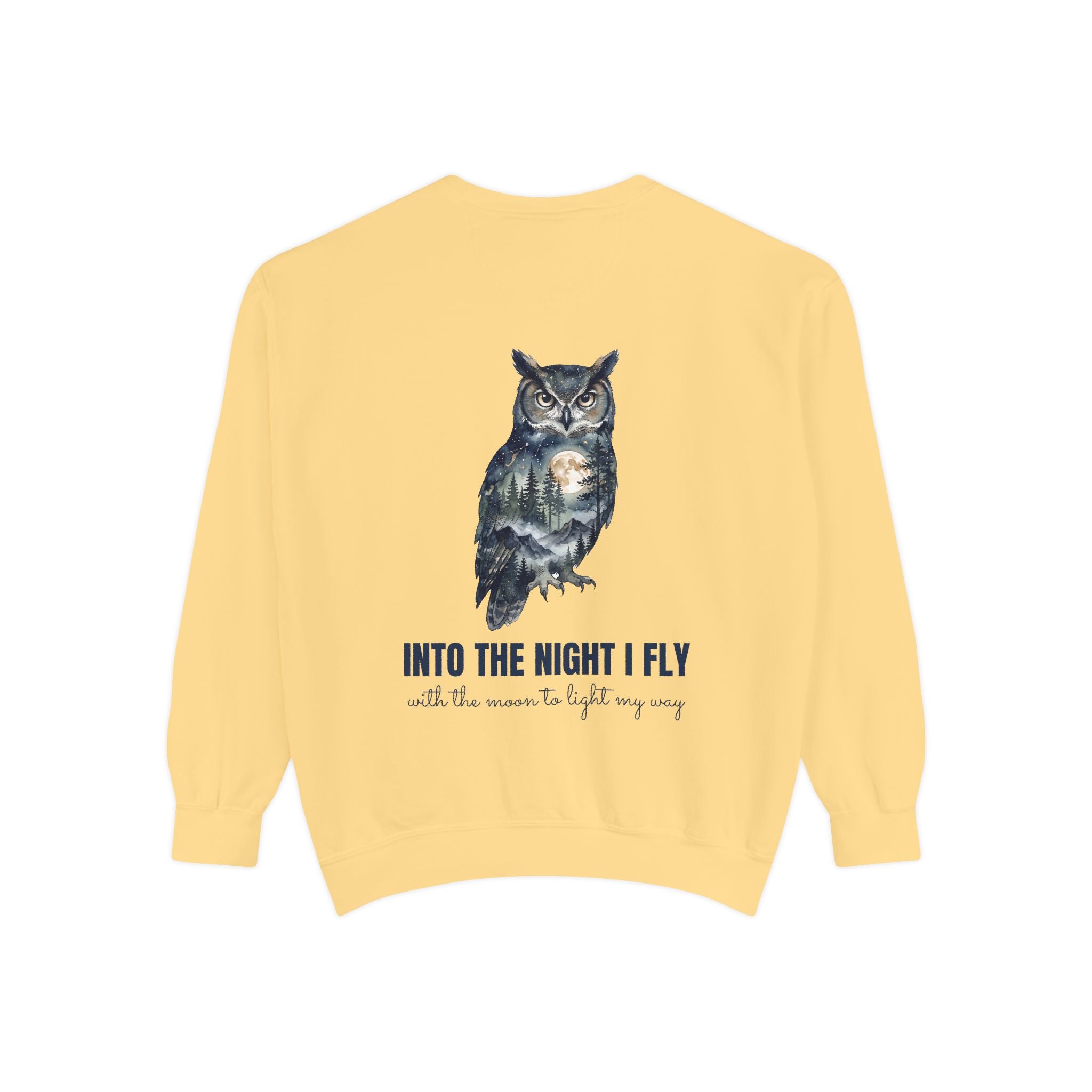 Into the Night I Fly Shirt, Owl Double Exposure Tee, Starlit Forest Nature Lover Gift, Woodland Wildlife Sweatshirt