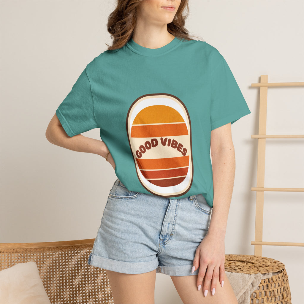 Good Vibes Retro Sunset Shirt, 70s Aesthetic Tee, Vintage Sunset Stripes Gift, Groovy Summer Sweatshirt