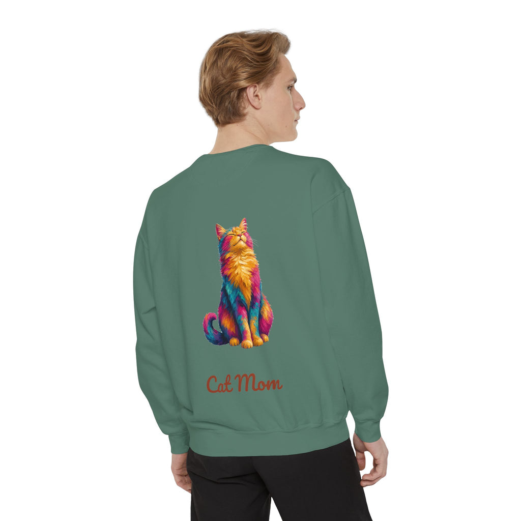 Cat Mom Shirt, Vibrant Painterly Cat Tee, Bold Cat Lover Gift, Colorful Cat Owner Sweatshirt