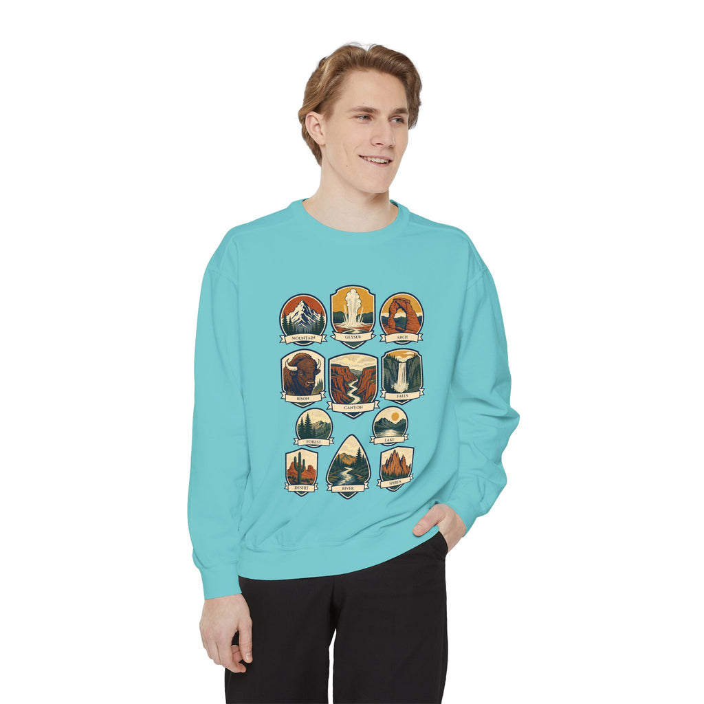 National Parks Shirt, 63 National Parks Badge Tee, Hiking Camping Gift, Retro Adventure Sweatshirt, Outdoor Nature Lover