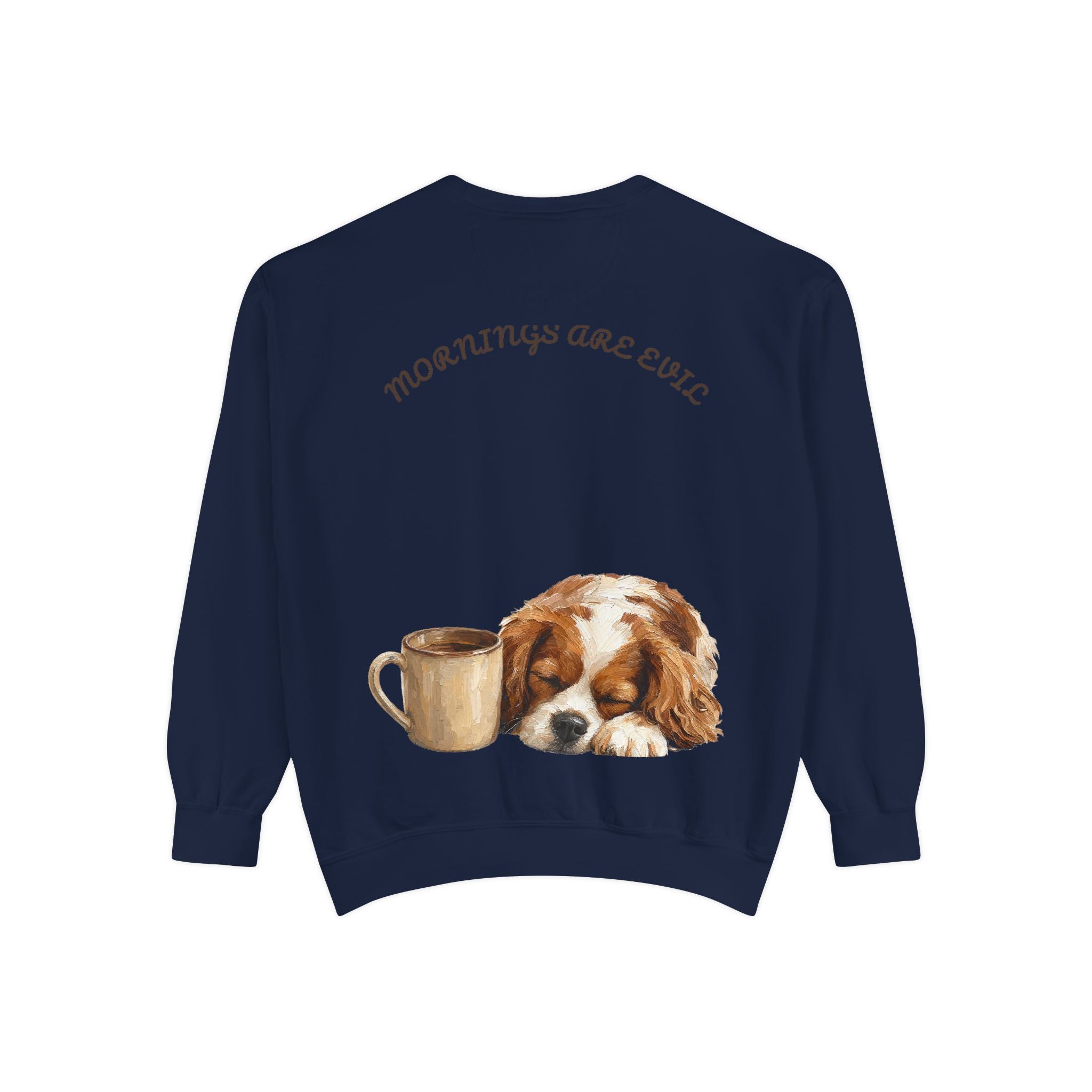 Mornings Are Evil Shirt, Funny Lazy Dog Coffee Tee, Not a Morning Person Gift, Painterly Dog Lover Sweatshirt