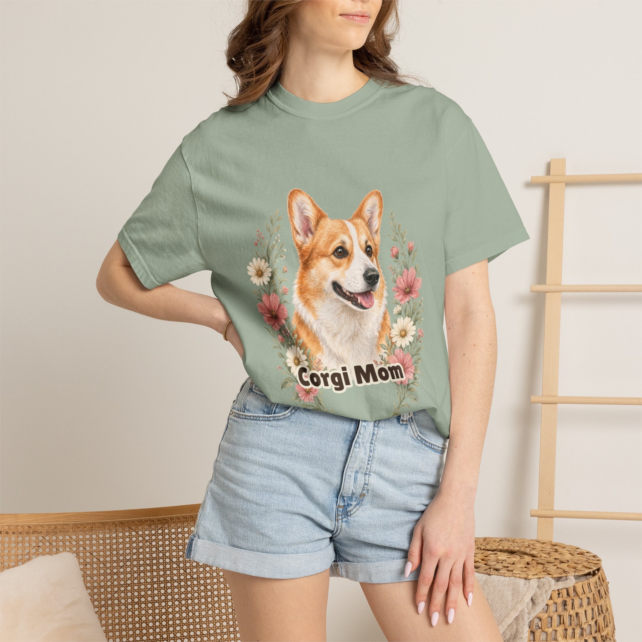 Corgi Mom Shirt, Corgi Mama Tee, Dog Mom Gift, Wildflower Corgi Lover Sweatshirt, Cute Dog Owner Gift