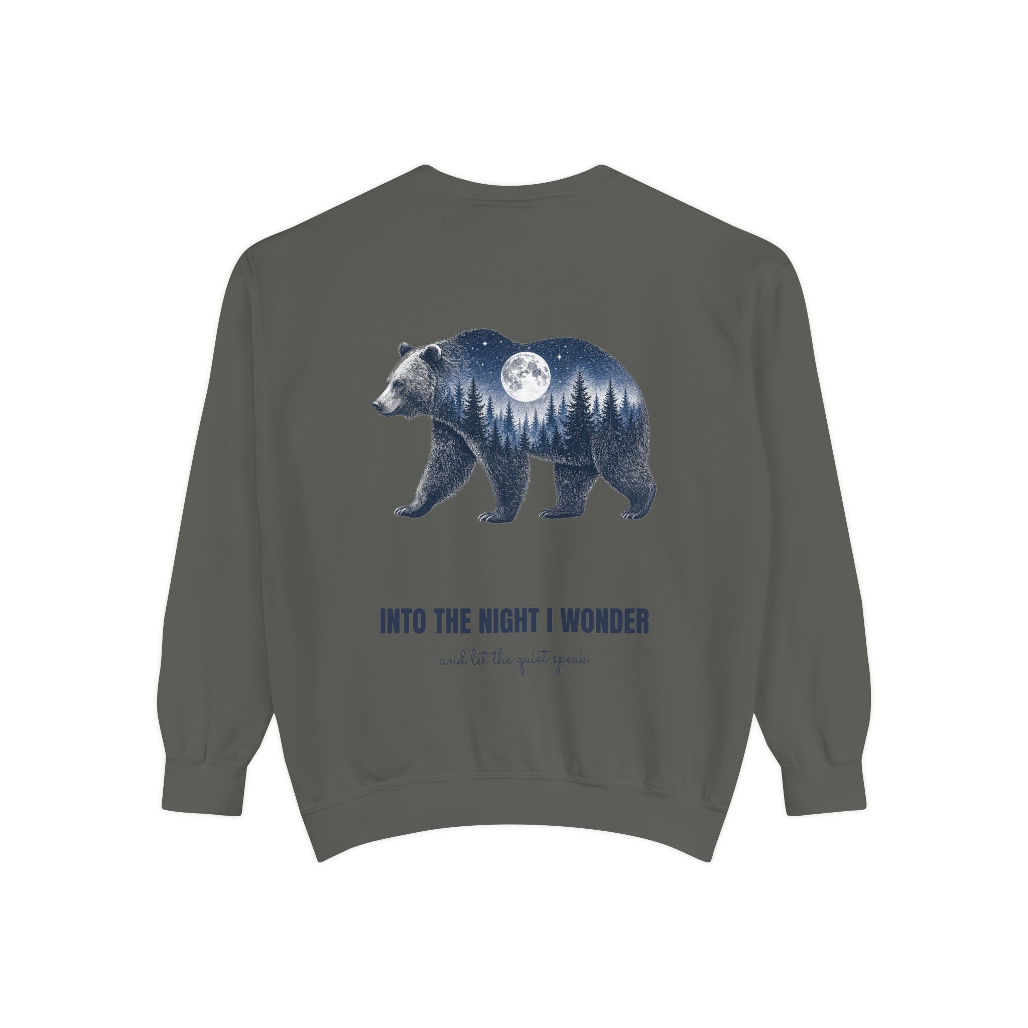 Into the Night I Wonder Shirt, Bear Double Exposure Tee, Moonlit Forest Camping Gift, Woodland Nature Sweatshirt
