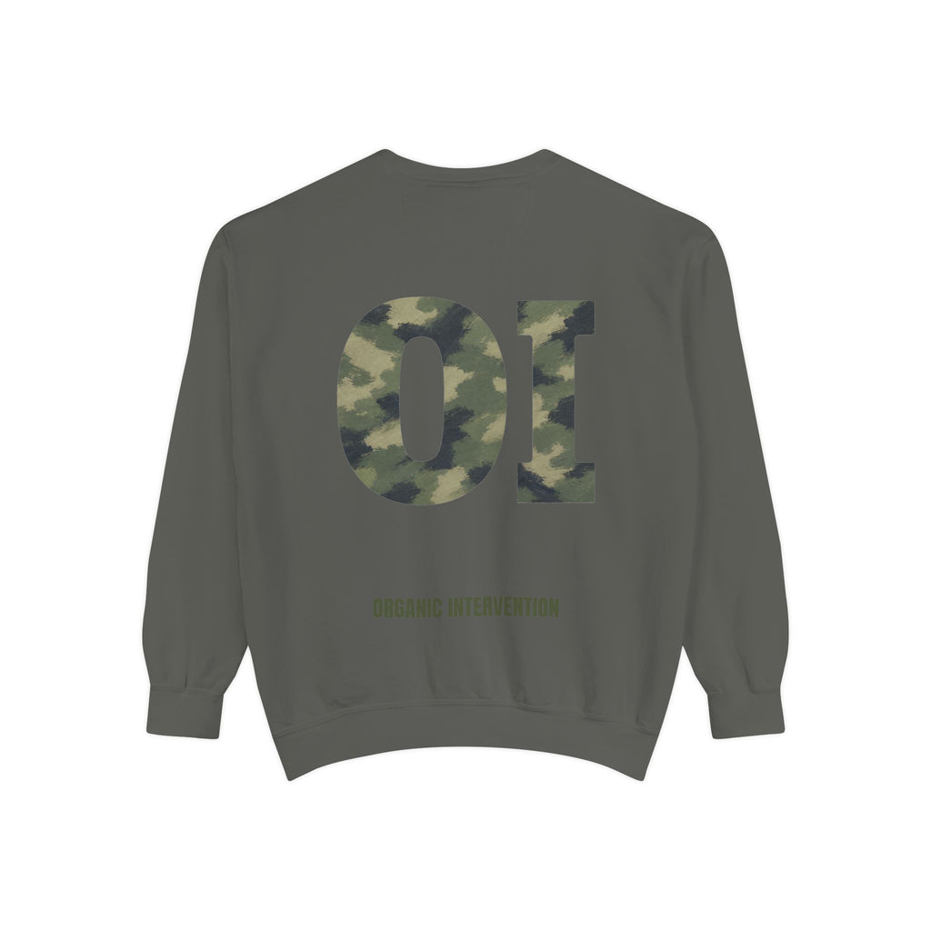 Organic Intervention Camo Hoodie, OI Monogram Anti-Algorithm Sweatshirt, Streetwear Camo Graphic Gift, Bold Statement Hoodie