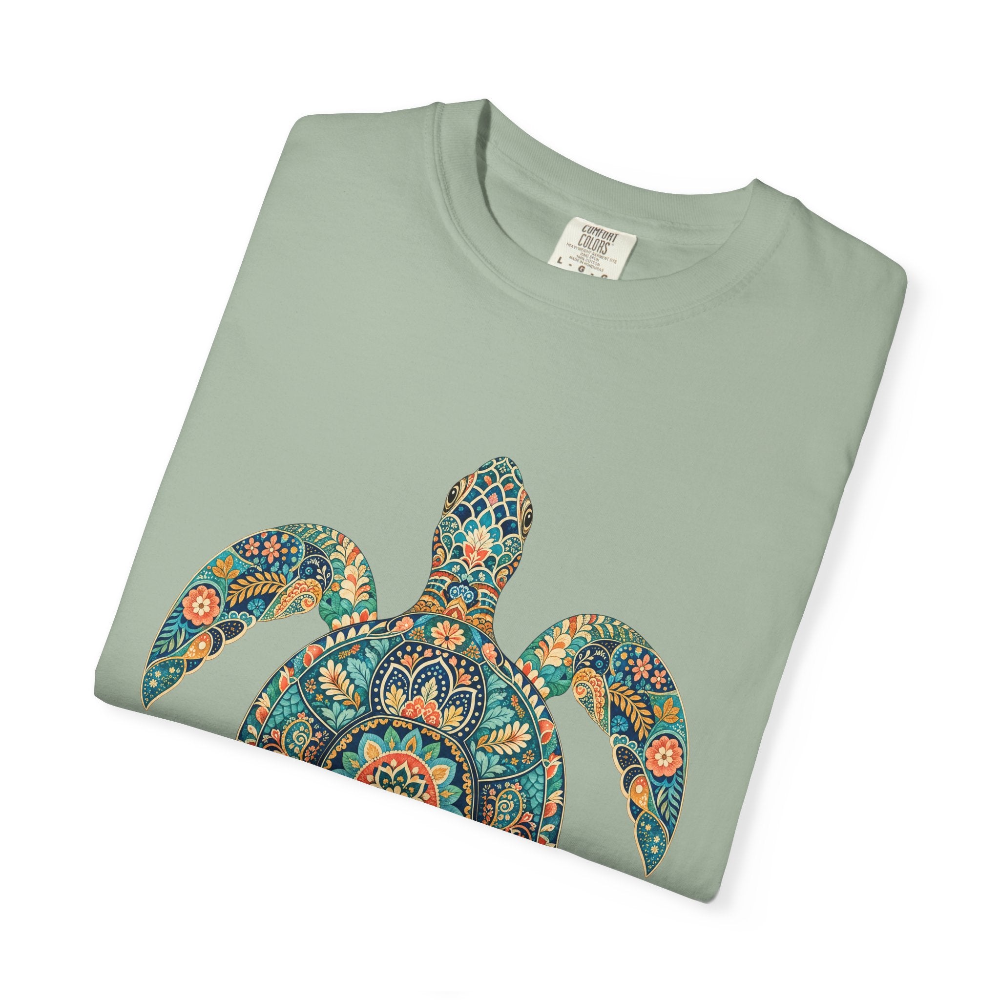 Boho Sea Turtle Shirt, Folk Art Turtle Tee, Japanese Pattern Ocean Lover Gift, Vintage Floral Turtle Sweatshirt