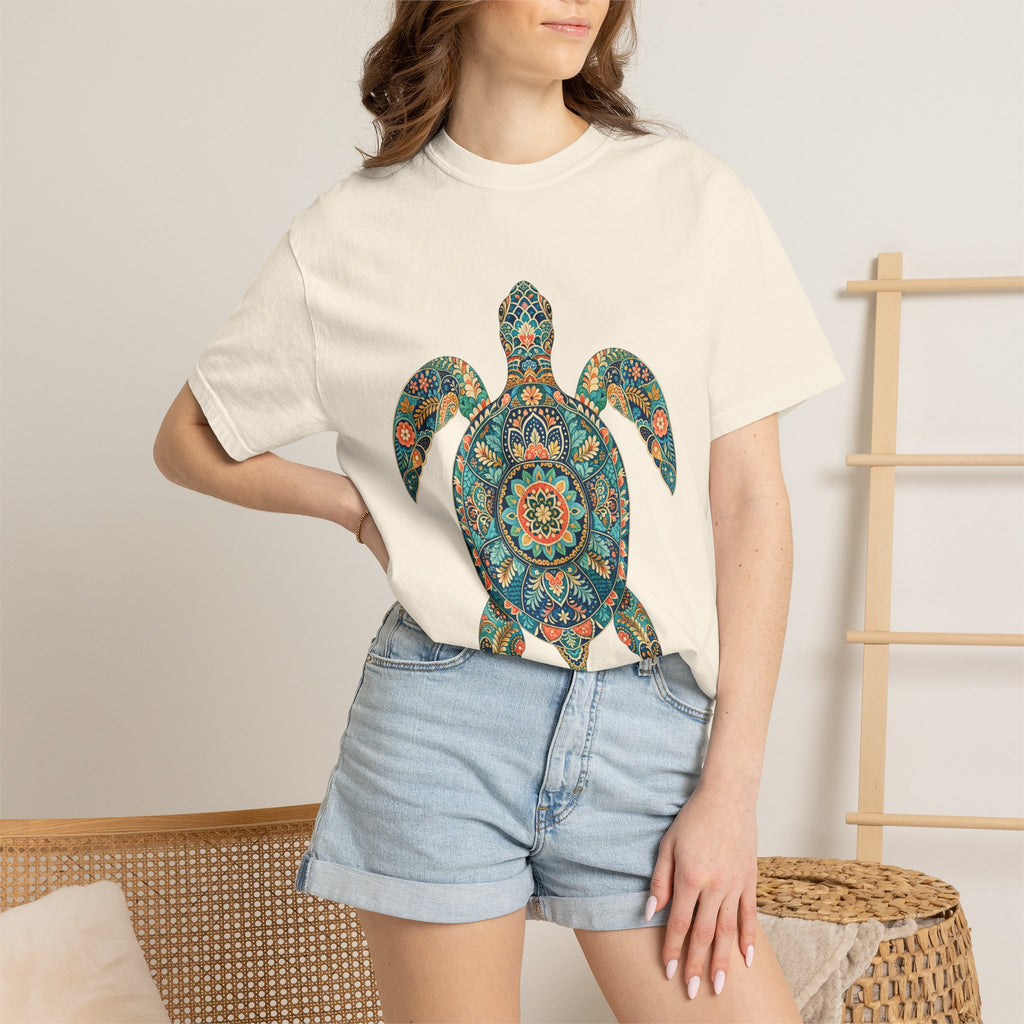 Boho Sea Turtle Shirt, Folk Art Turtle Tee, Japanese Pattern Ocean Lover Gift, Vintage Floral Turtle Sweatshirt