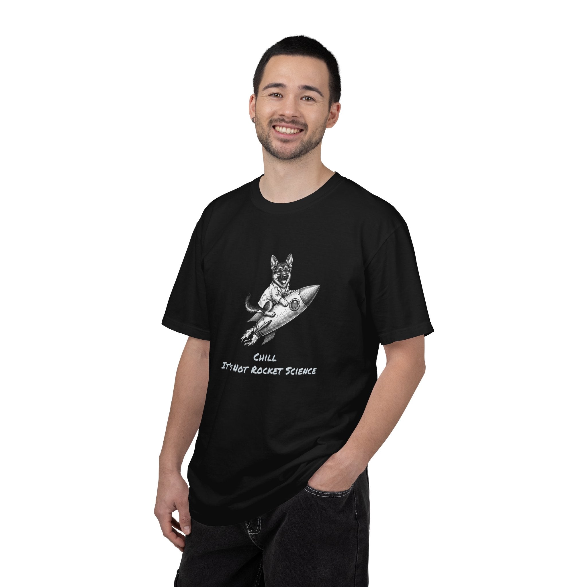 Dog on Rocket T-Shirt — Chill, It's Not Rocket Science