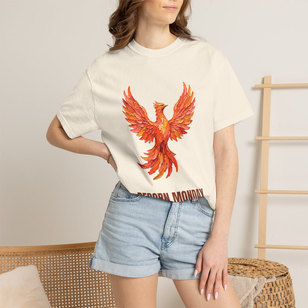Reborn Monday Exhausted by Tuesday Shirt, Funny Phoenix Tee, Work Week Humor Gift, Painterly Fantasy Sweatshirt