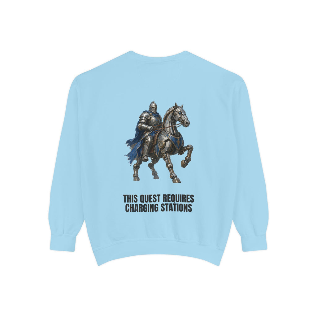 This Quest Requires Charging Stations Shirt, Knight Robot Horse Tee, Funny Gamer Tech Gift, Sci-Fi Fantasy Sweatshirt