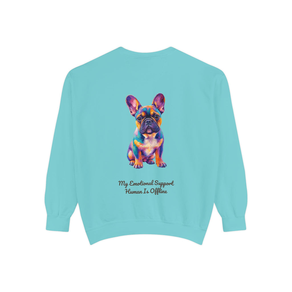 French Bulldog Shirt, My Emotional Support Human Is Offline Tee, Funny Frenchie Dog Mom Gift, Painterly Dog Lover Sweatshirt