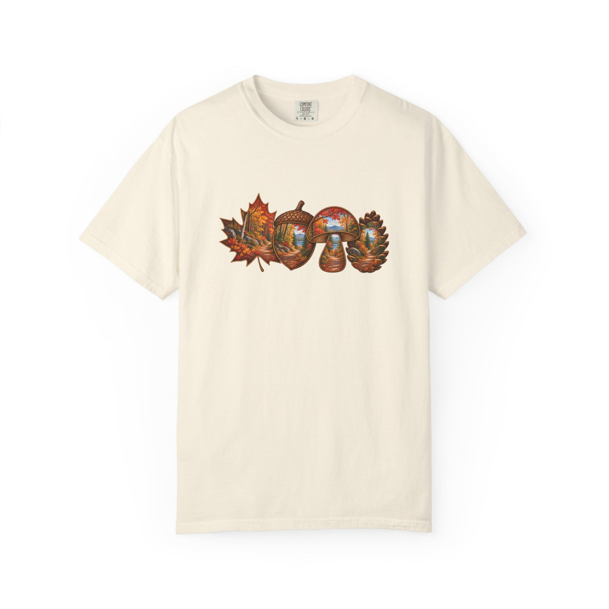 Autumn Lake Scene on Maple Leaves Shirt | Fall Landscape Tee