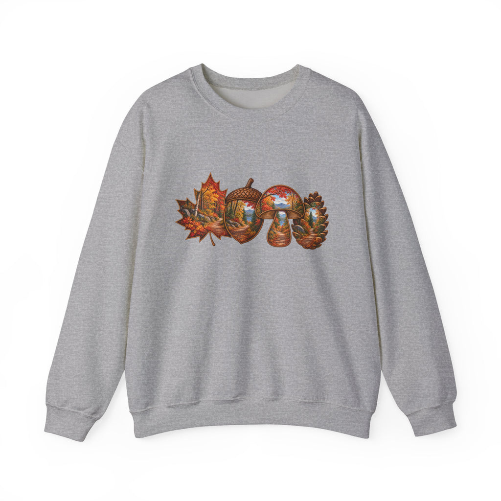 Autumn Lake Scene on Maple Leaves Sweatshirt | Fall Landscape Crewneck