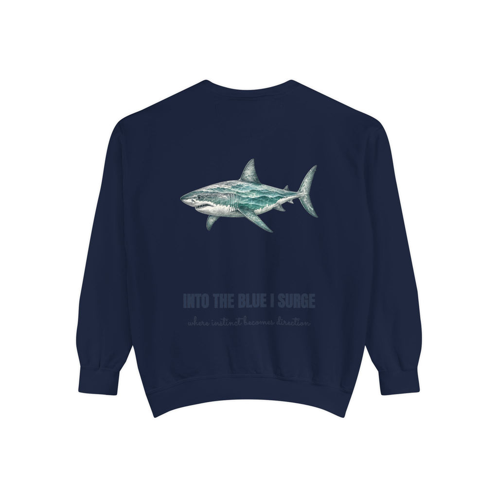 Into the Blue I Surge Shirt, Great White Shark Double Exposure Tee, Ocean Diver Sea Life Gift, Nautical Sweatshirt