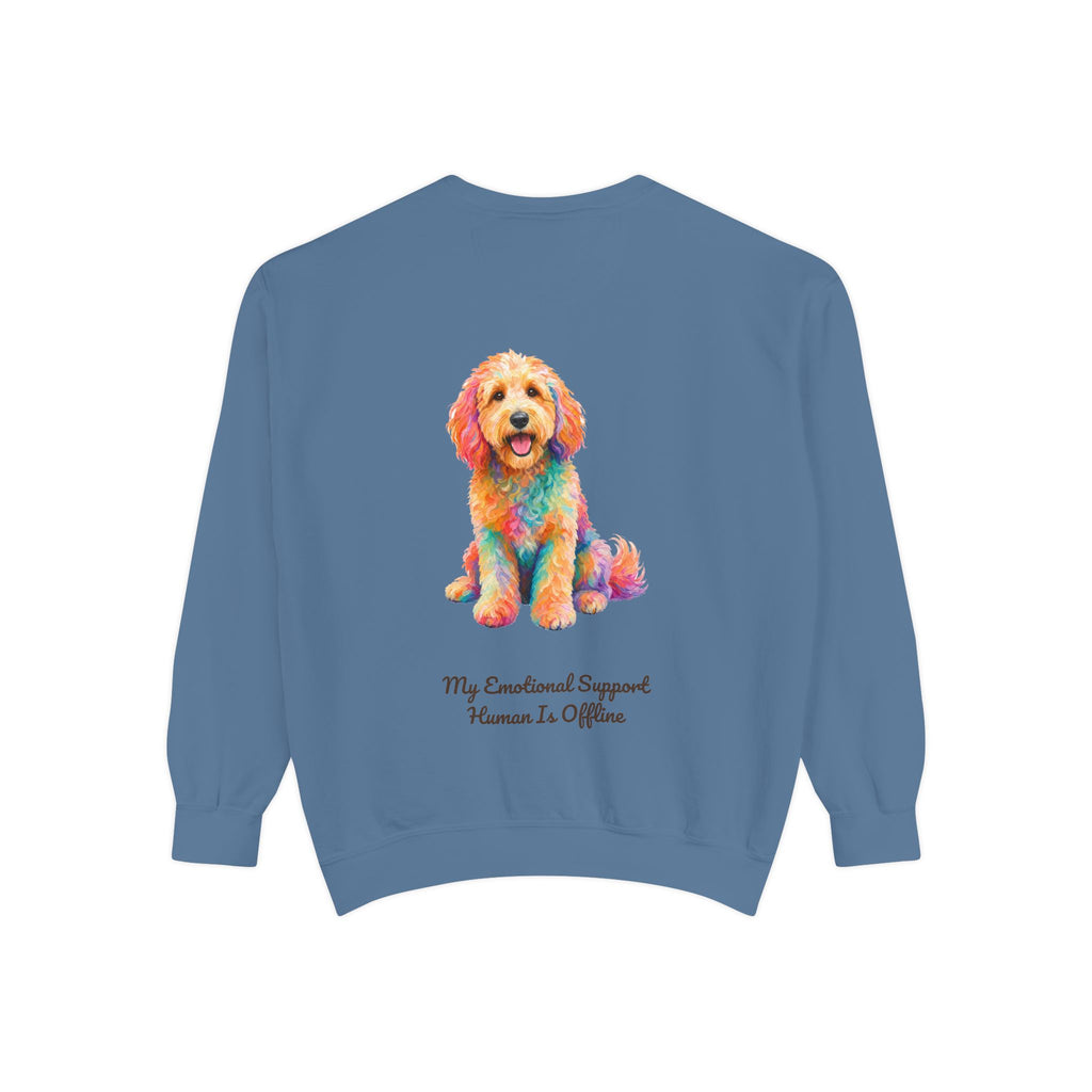 Goldendoodle Shirt, My Emotional Support Human Is Offline Tee, Funny Doodle Dog Mom Gift, Painterly Dog Lover Sweatshirt