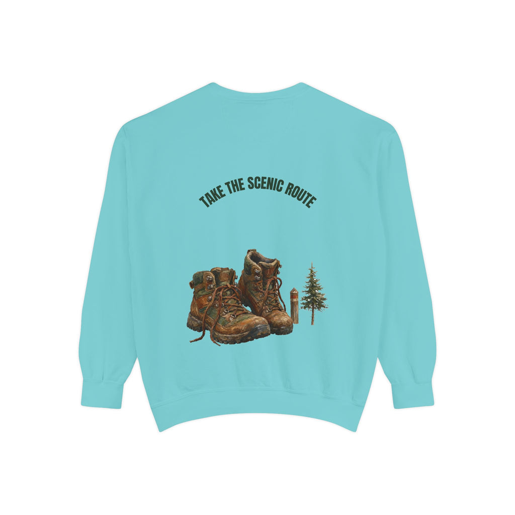 Take the Scenic Route Shirt, Hiking Trail Tee, Outdoor Adventure Nature Gift, Painterly Mountain Sweatshirt