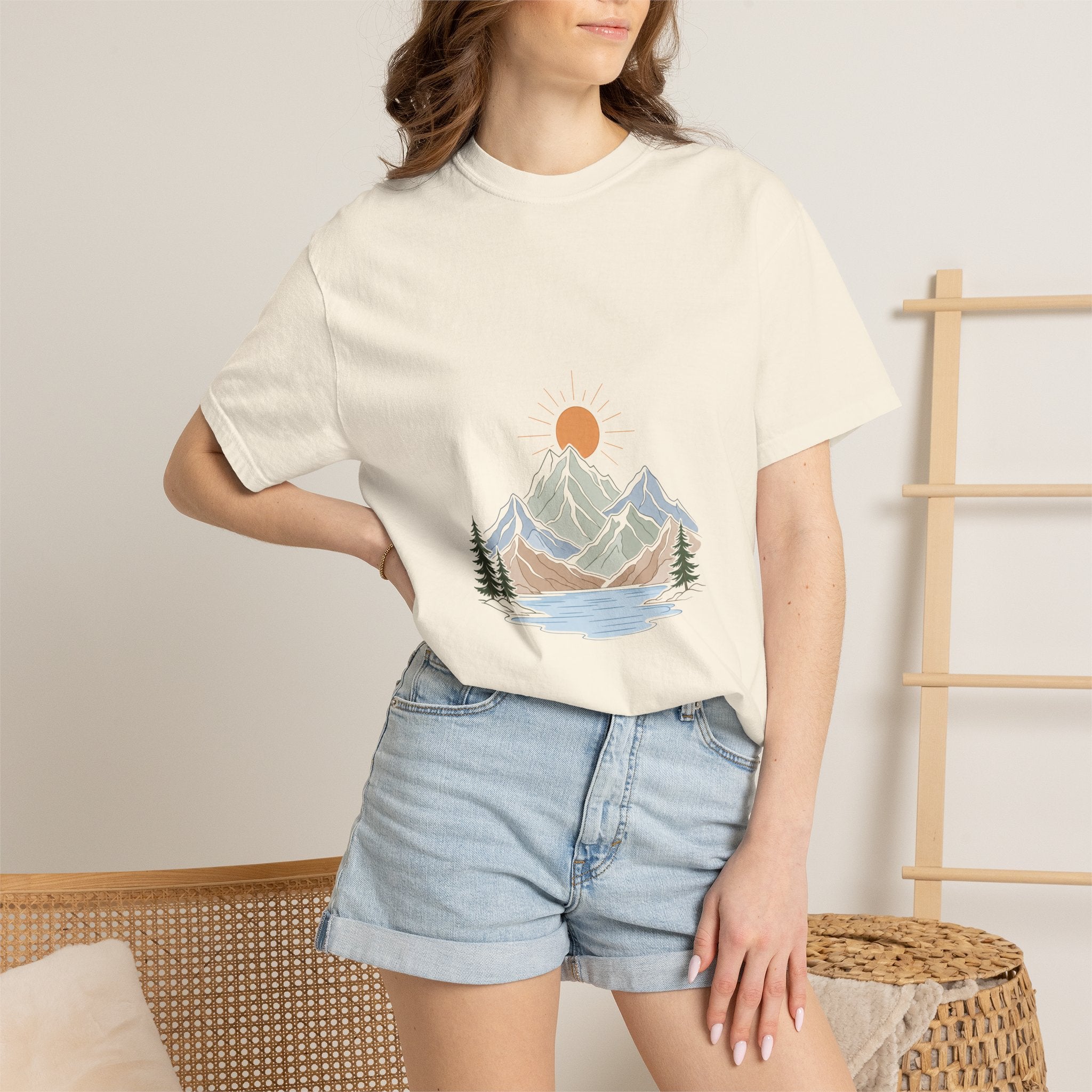 Minimalist Mountain Shirt, Wander Line Art Tee, Nature Hiking Adventure Gift, Modern Outdoor Sweatshirt