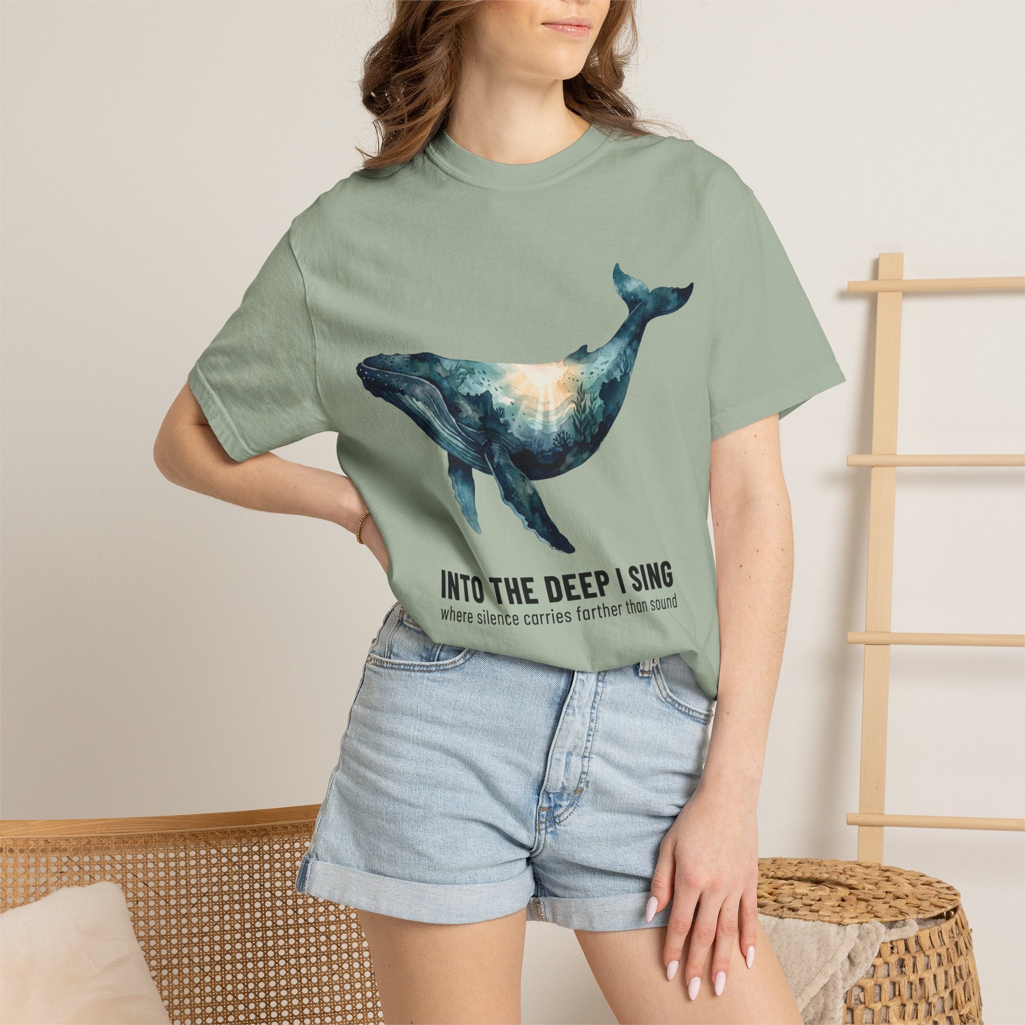 Whale Deep Ocean Graphic T-Shirt — "Into the Deep I Sing" Ocean Graphic Tee