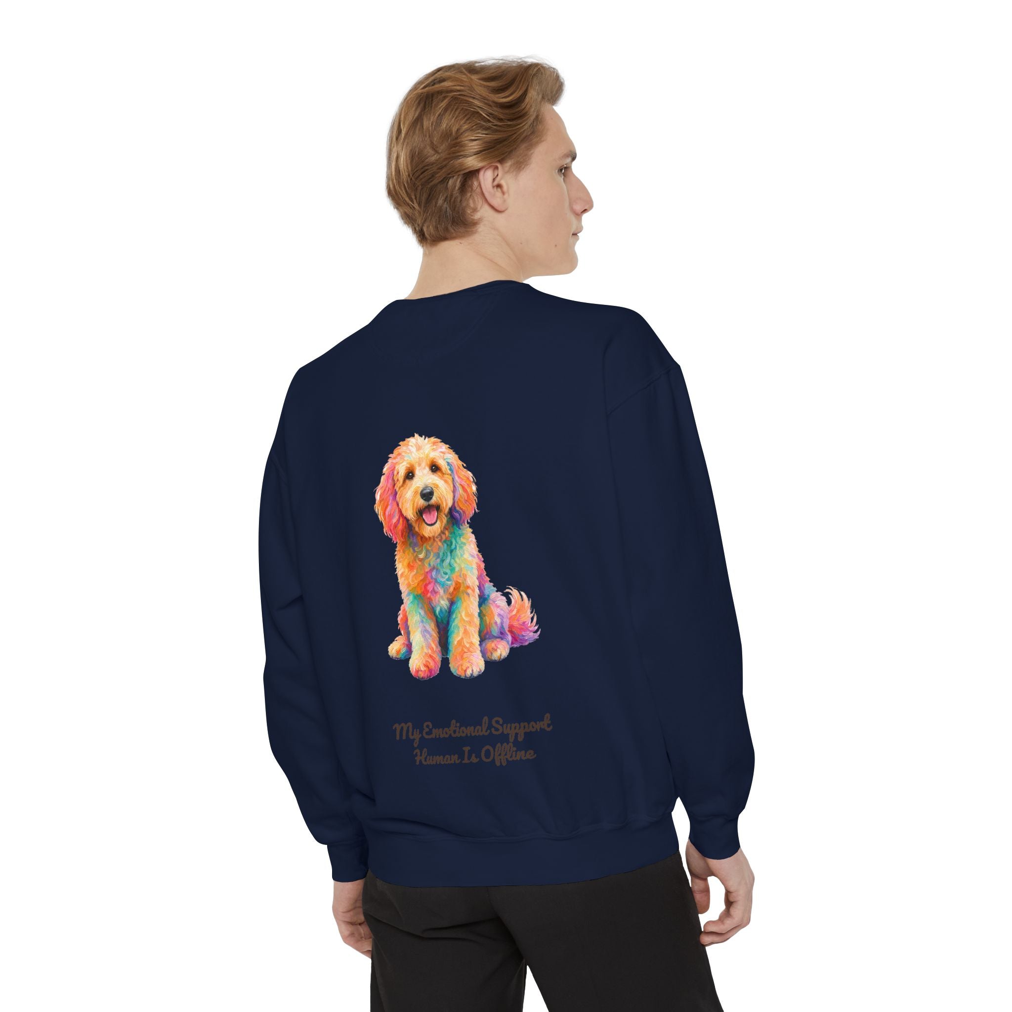 Goldendoodle Shirt, My Emotional Support Human Is Offline Tee, Funny Doodle Dog Mom Gift, Painterly Dog Lover Sweatshirt