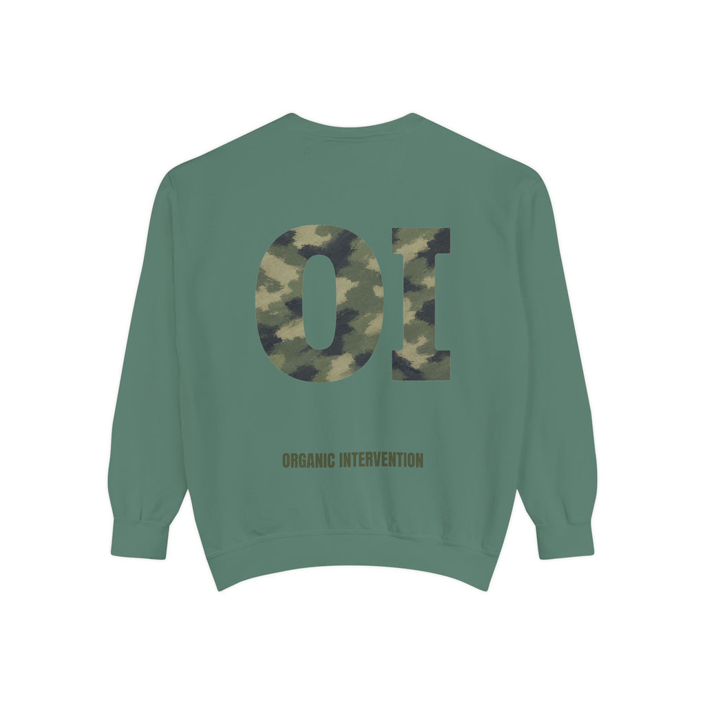 Organic Intervention Camo Hoodie, OI Monogram Anti-Algorithm Sweatshirt, Streetwear Camo Graphic Gift, Bold Statement Hoodie