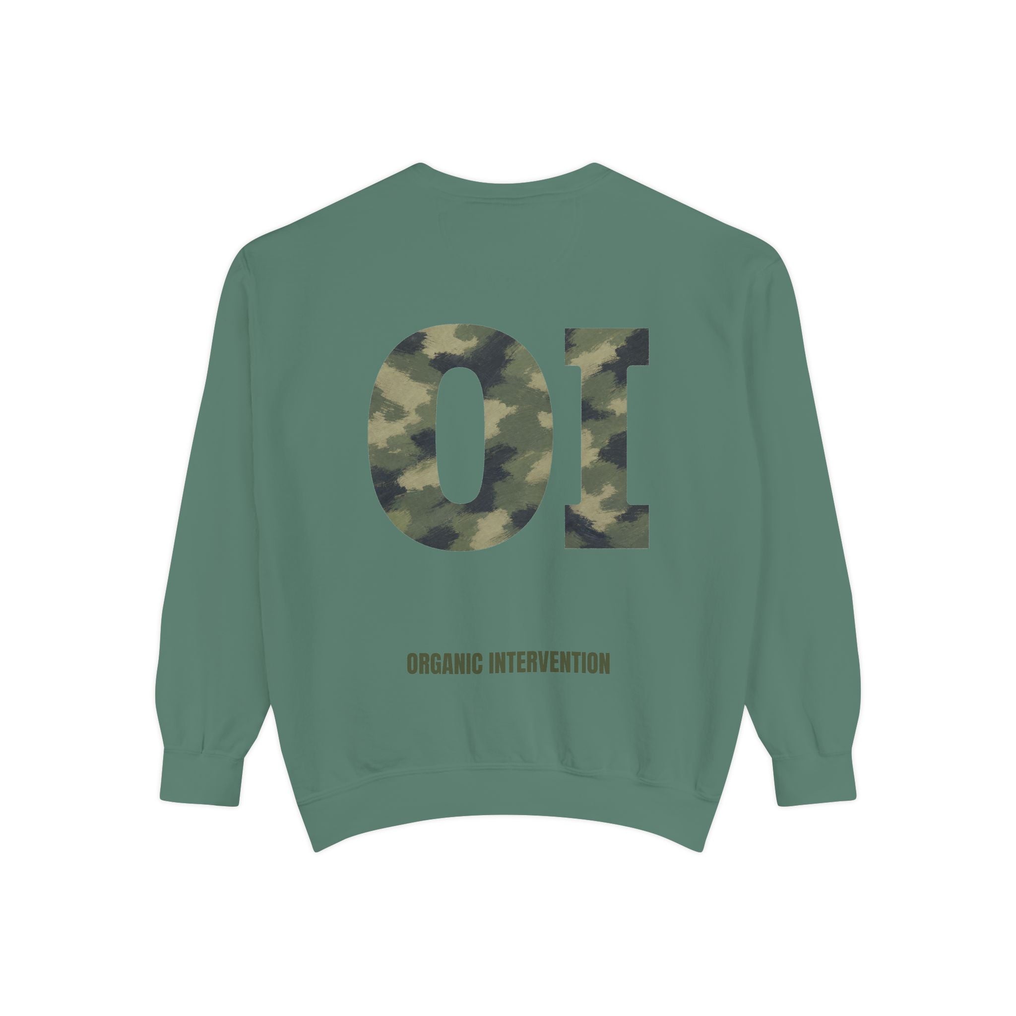 Organic Intervention Camo Hoodie, OI Monogram Anti-Algorithm Sweatshirt, Streetwear Camo Graphic Gift, Bold Statement Hoodie