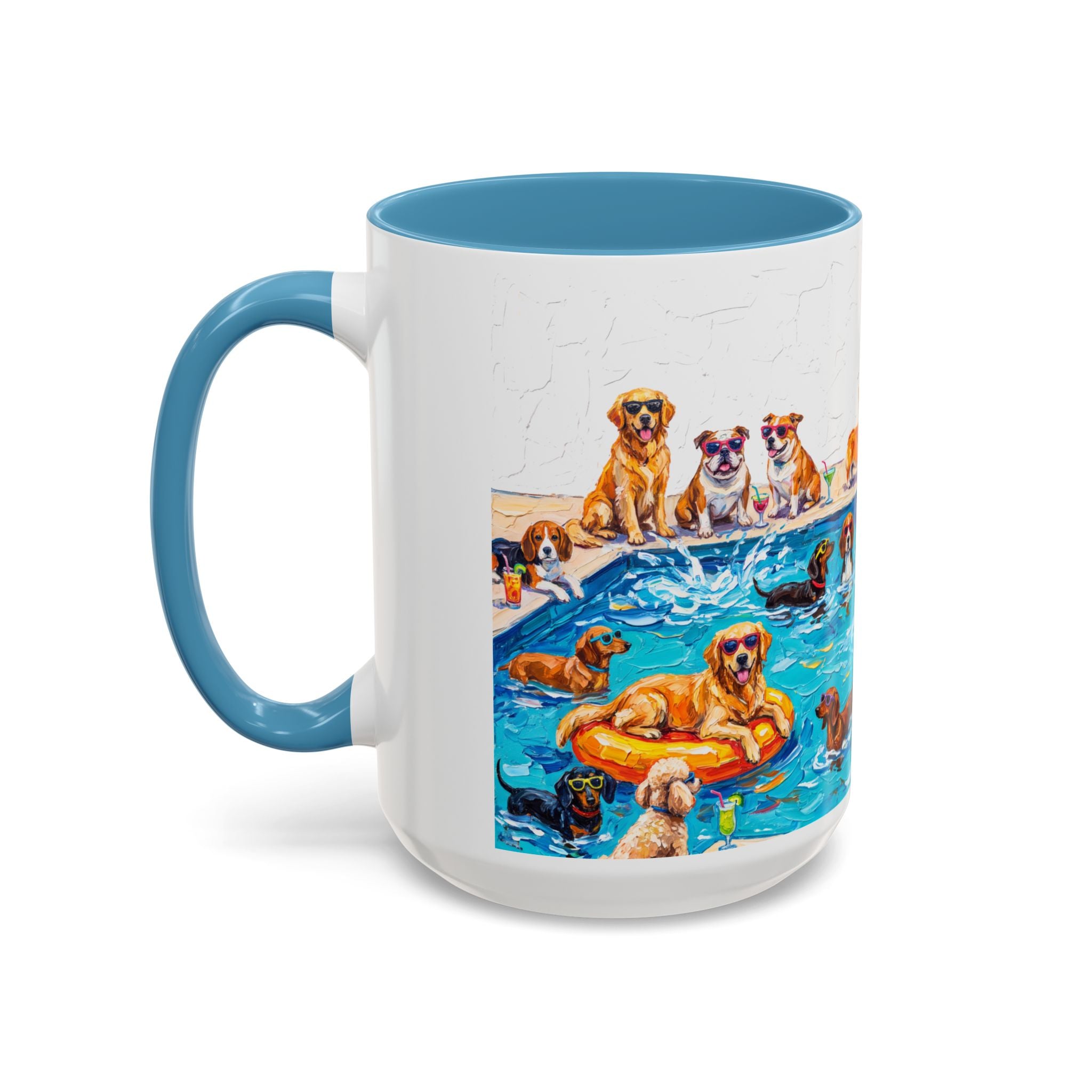 Dogs Pool Party Coffee Mug — Funny Summer Dog Mug (15 oz)