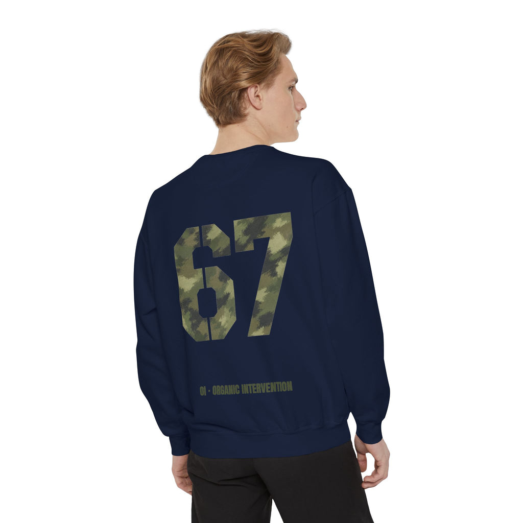 Organic Intervention 67 Camo Shirt, OI Military Number Tee, Streetwear Camo Graphic Gift, Bold Statement Sweatshirt