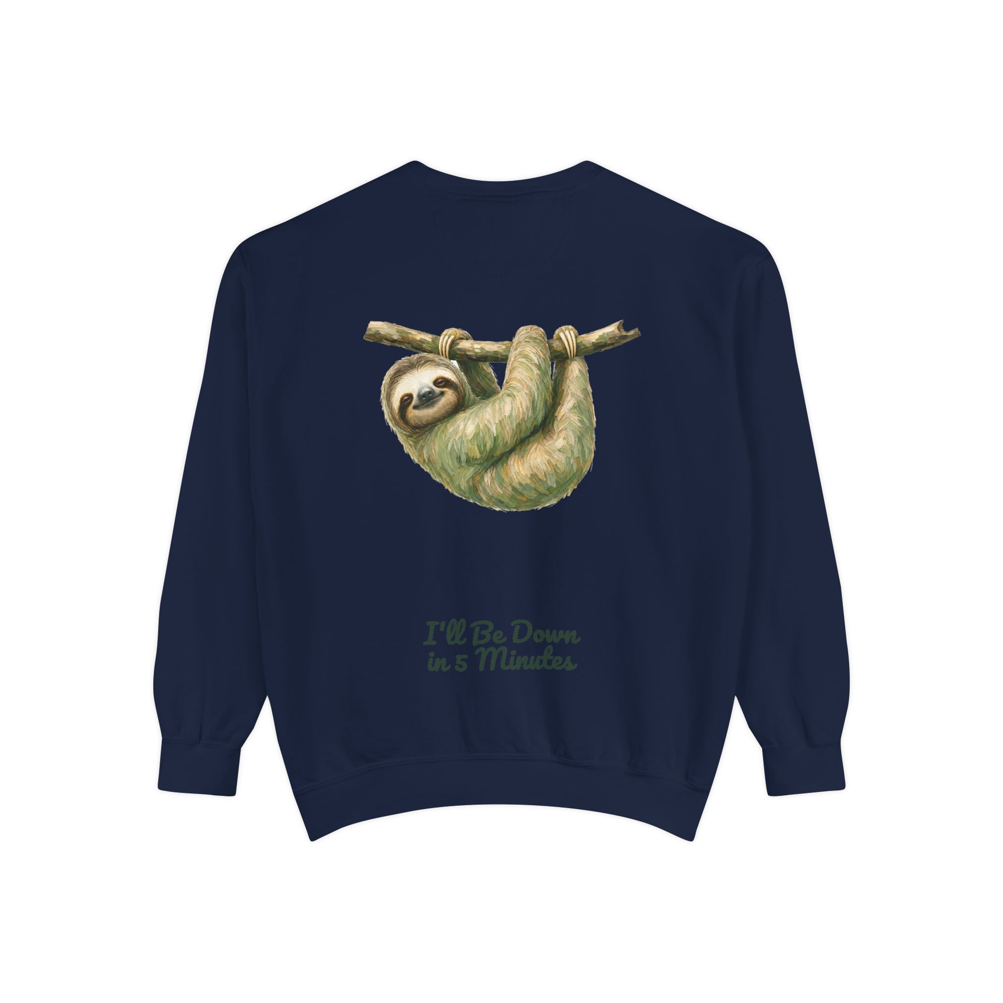 Sloth Shirt, I'll Be Down in 5 Minutes Tee, Funny Lazy Sloth Gift, Painterly Introvert Sweatshirt