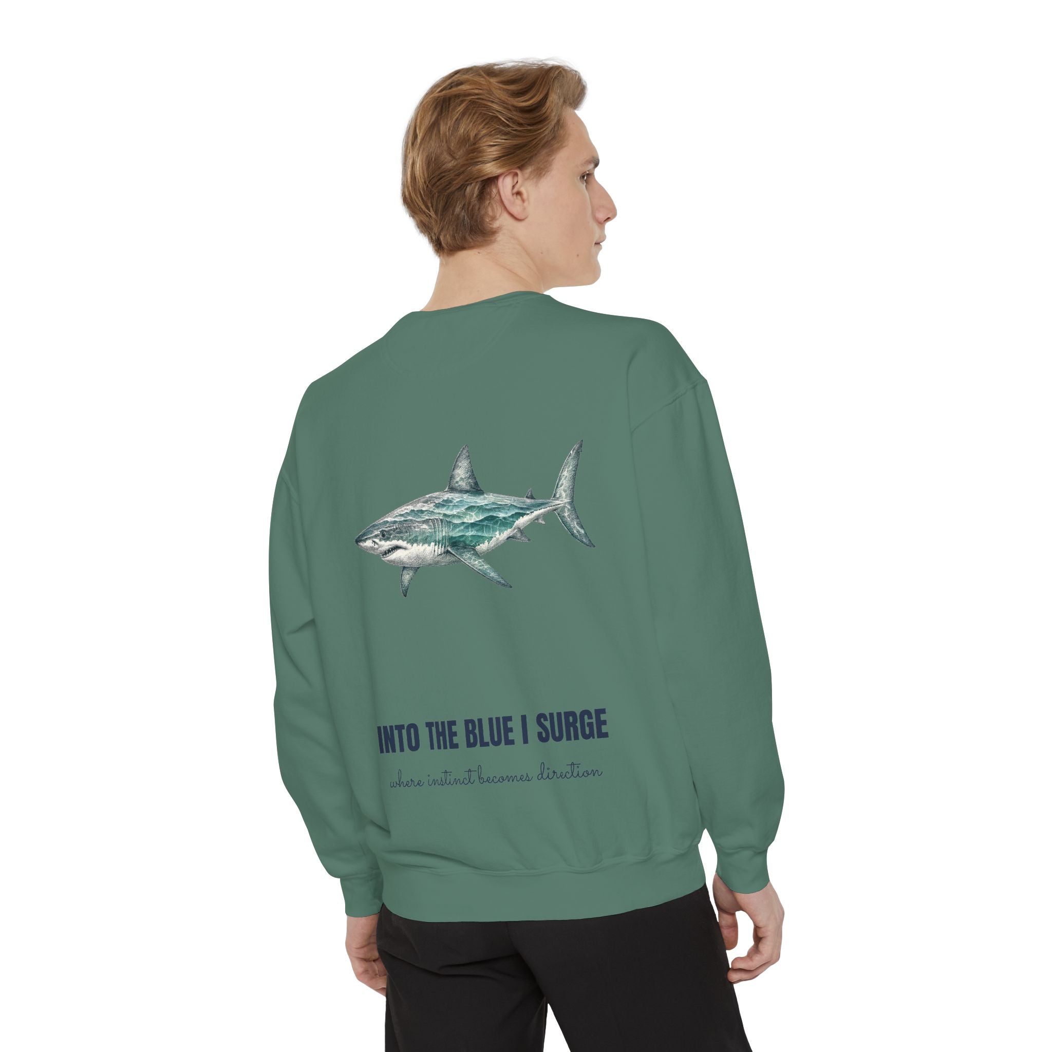Into the Blue I Surge Shirt, Great White Shark Double Exposure Tee, Ocean Diver Sea Life Gift, Nautical Sweatshirt