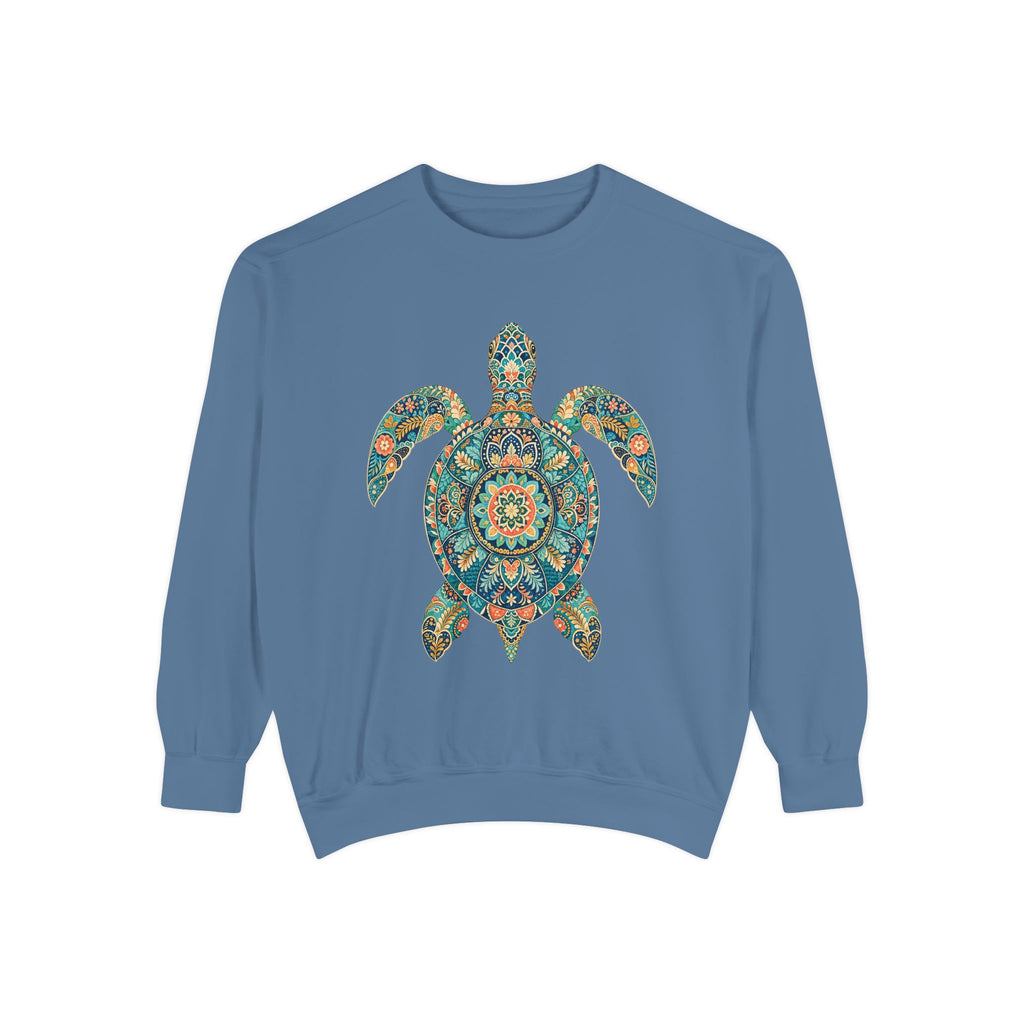 Boho Sea Turtle Shirt, Folk Art Turtle Tee, Japanese Pattern Ocean Lover Gift, Vintage Floral Turtle Sweatshirt
