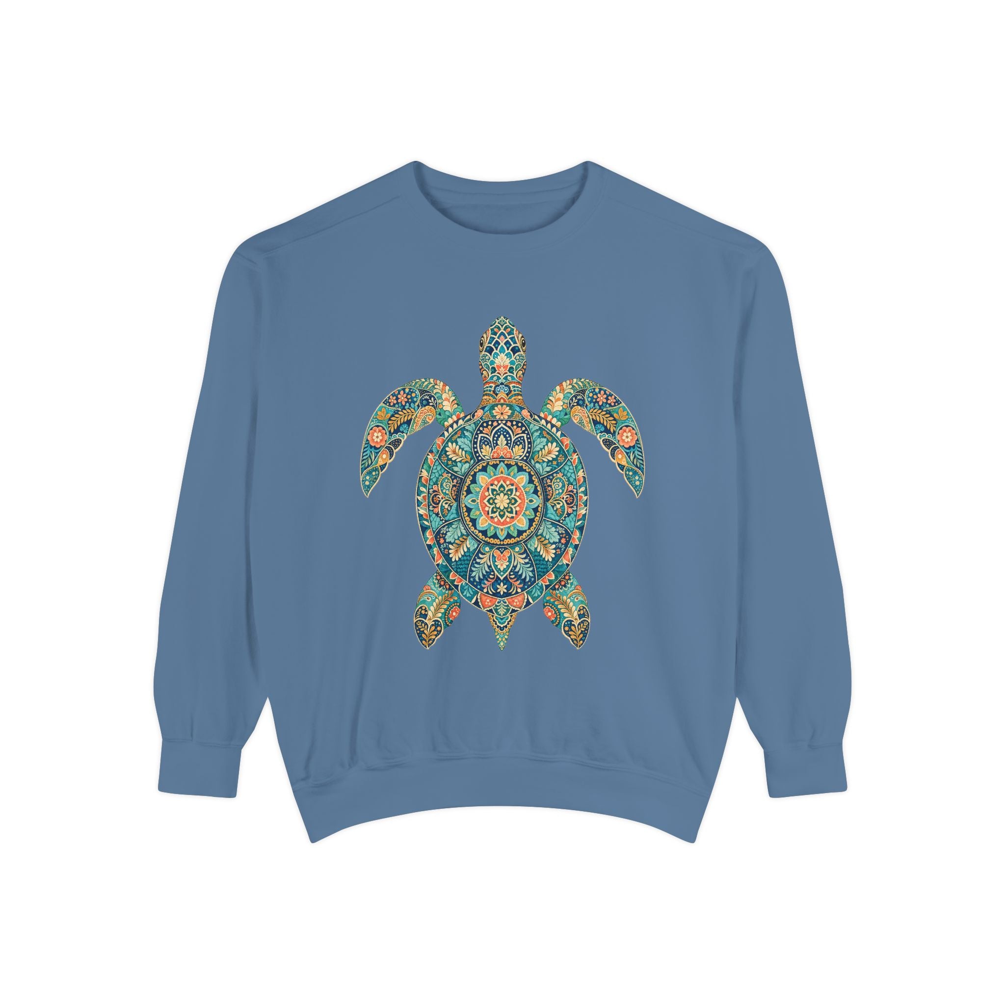Boho Sea Turtle Shirt, Folk Art Turtle Tee, Japanese Pattern Ocean Lover Gift, Vintage Floral Turtle Sweatshirt